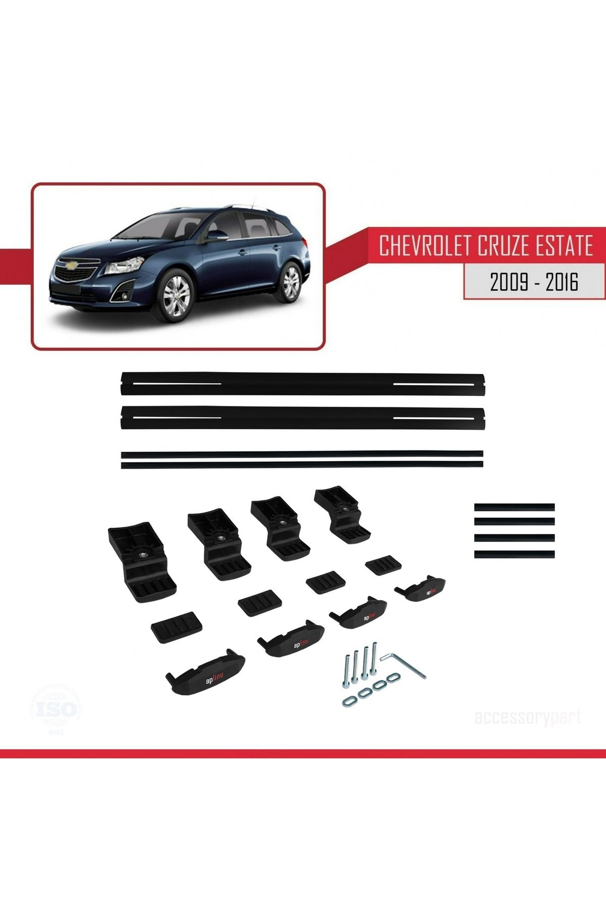 Chevrolet Cruze (J300) 2009-2016 Arası Ile Uyumlu Basıc Model Universal Ara Atkı Tavan Barı Siyah 2