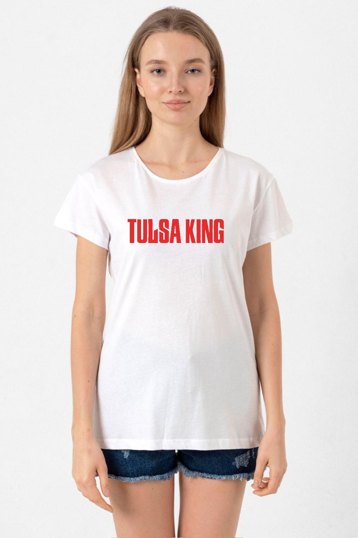 Tshirthane Tulsa King LetternBeyaz Kadın Bisi...