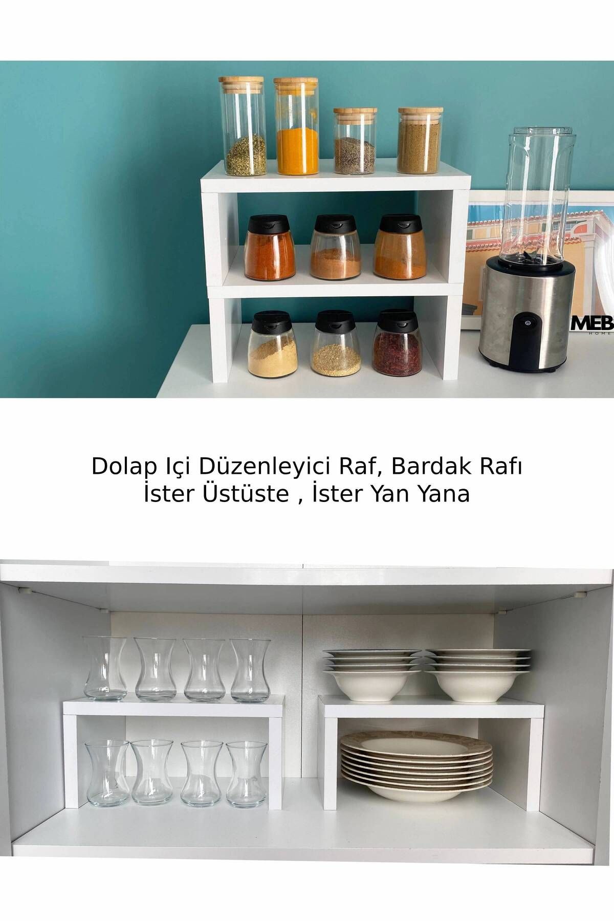 2 Adet Dolap Içi Düzenleyici Raf, Bardak Rafı, Düzenleme Rafı , Baharatlık