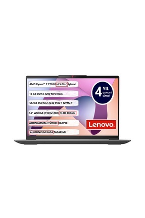 Ideapad Slım 5 14ABR8 Amd Ryzen™ 7 7730U 16GB 512 SSD Freedos 14