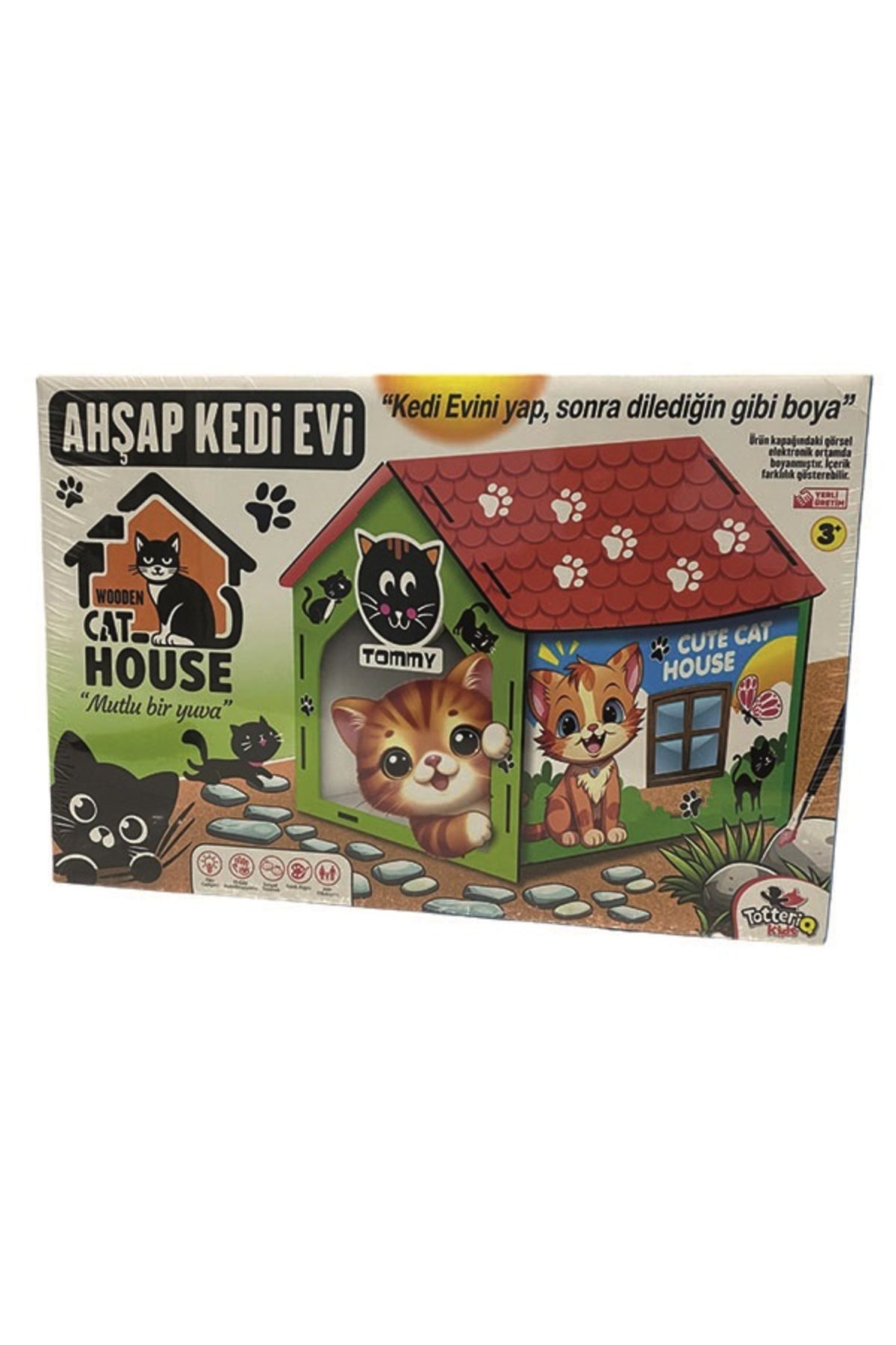 Ahşap Boyanabilir Kedi Evi