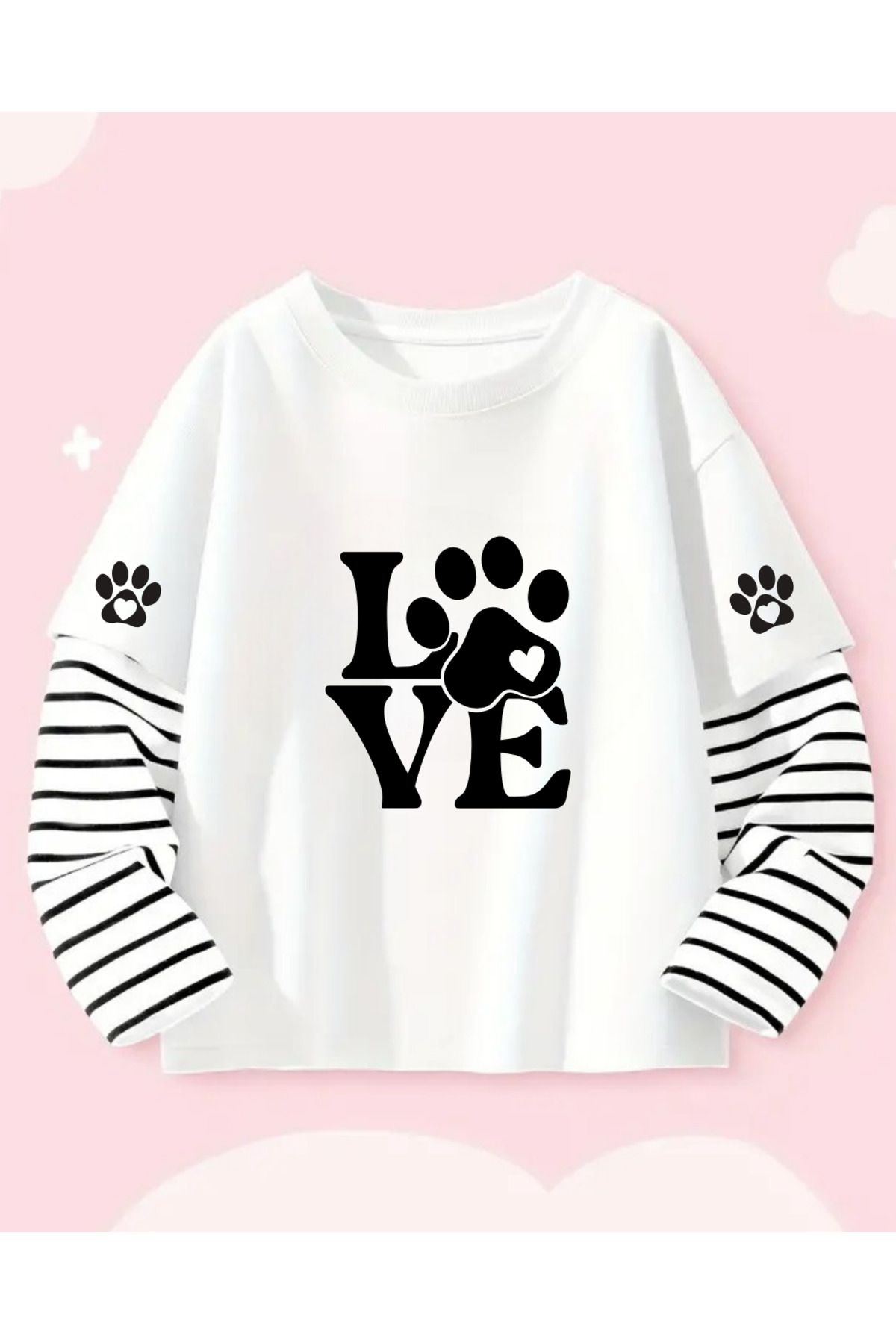 Touz Moda Love Cat FakeSleeves Unisex Uzun Ko...