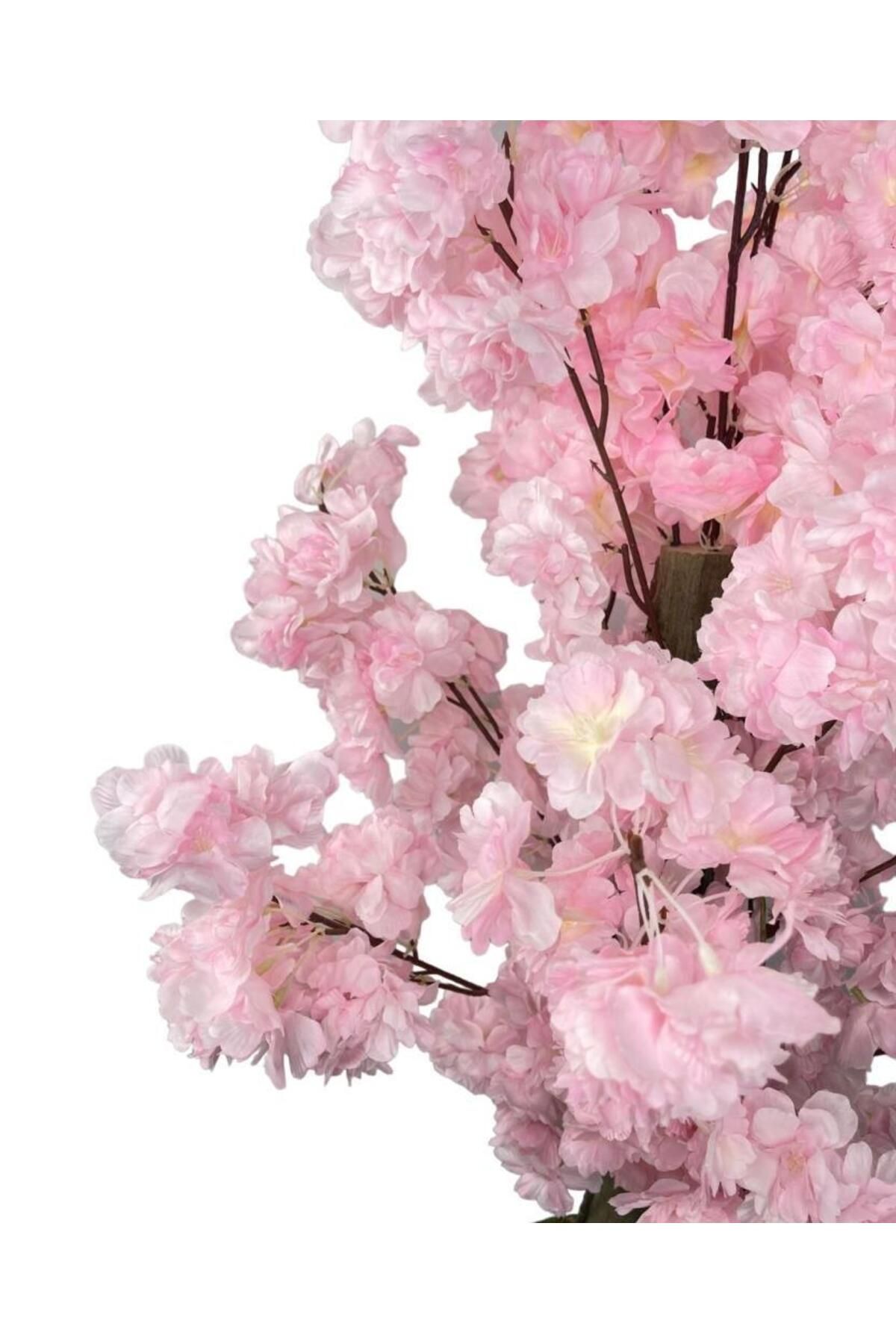 Yapay Ağaç Bahardalı Ağacı Pembe Japon Kiraz Çiçeği Sakura Çiçeği 80cm Siyah Plastik Saksılı