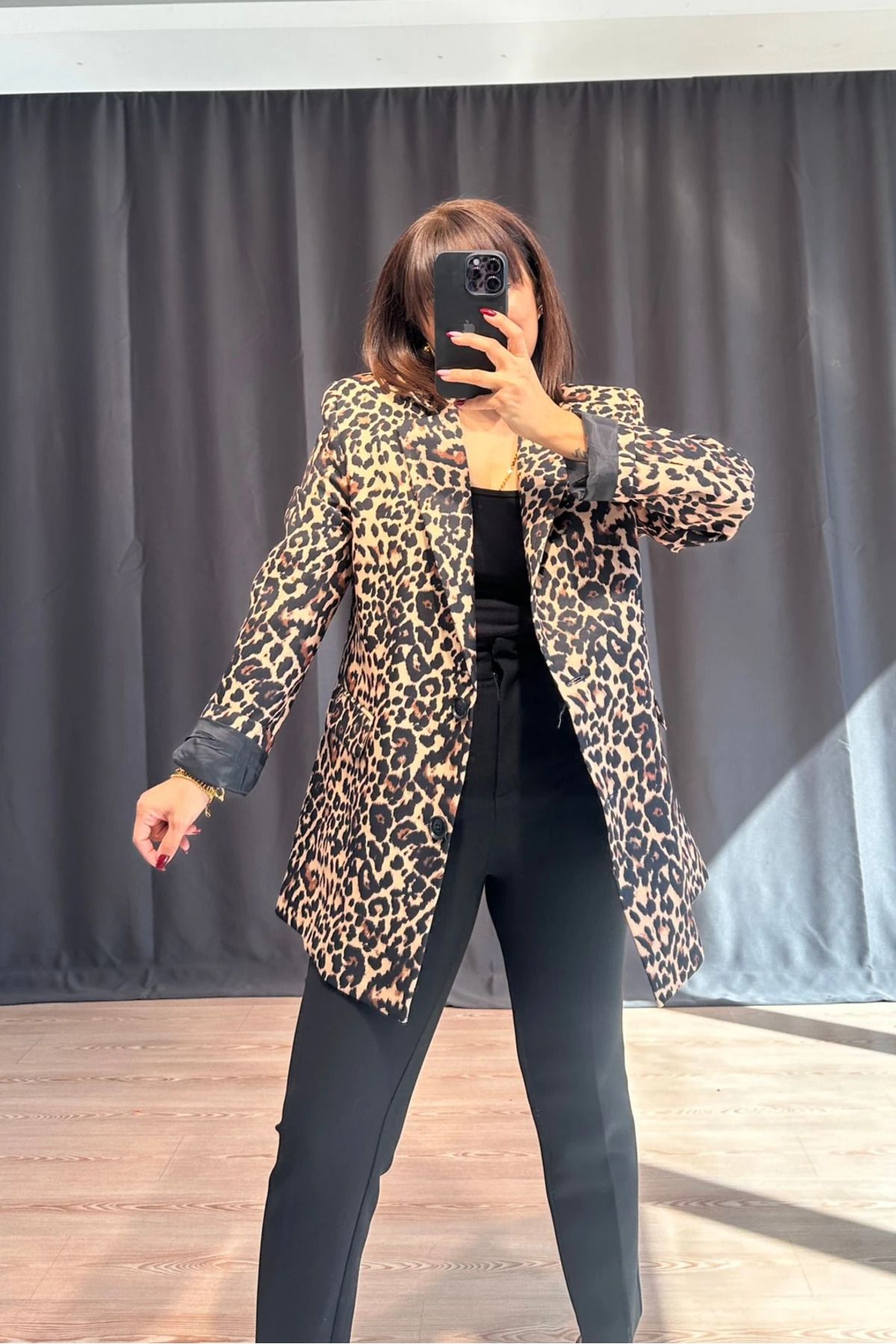 Astarlı Leopar Blazer Ceket Premium Kalite Mükemmel Kalıp