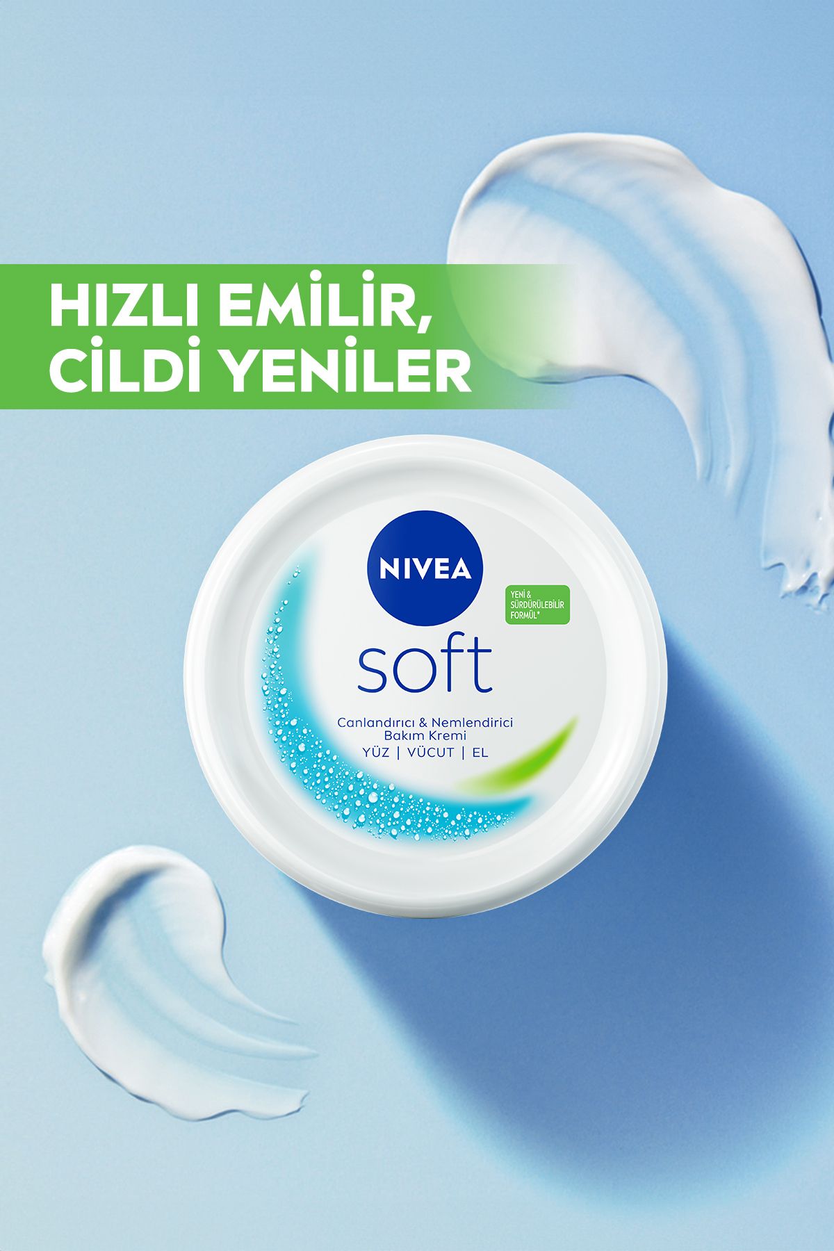 Soft Nemlendirici Bakım Kremi 100ml, Jojoba Yağı, E Vitamini, Yüz Vücut El, Yumuşak Cilt Hissi