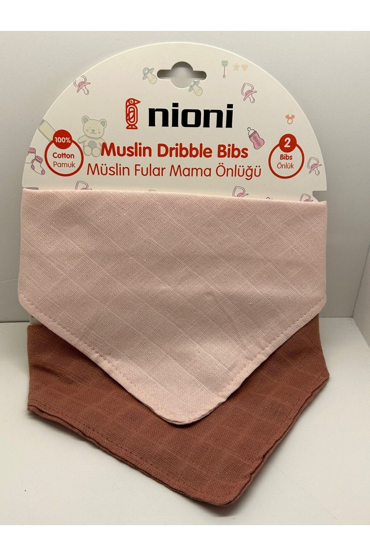 MÜSLİN FULAR İKİLİ MAMA ÖNLÜĞÜ-PEMBE