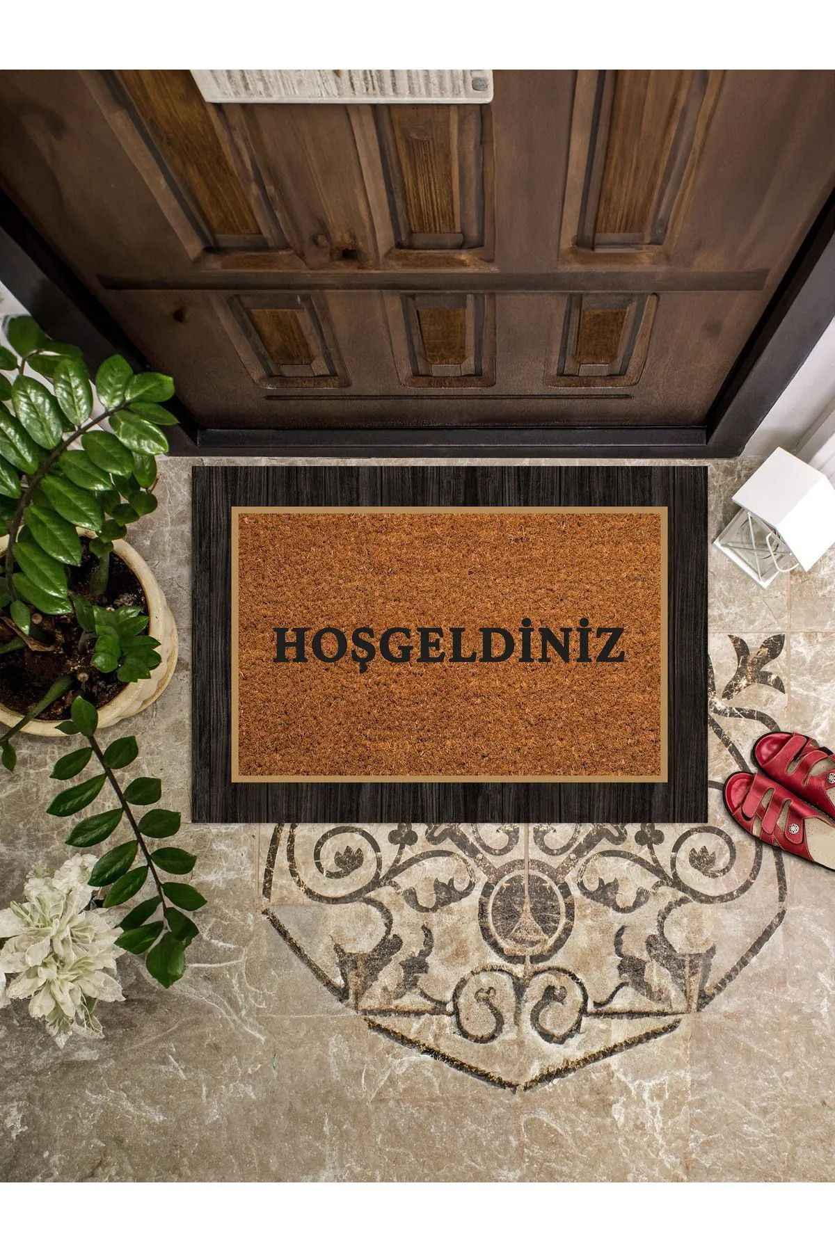 VELEV HOME Hoşgeldiniz KapıÖnü Paspası 45x65