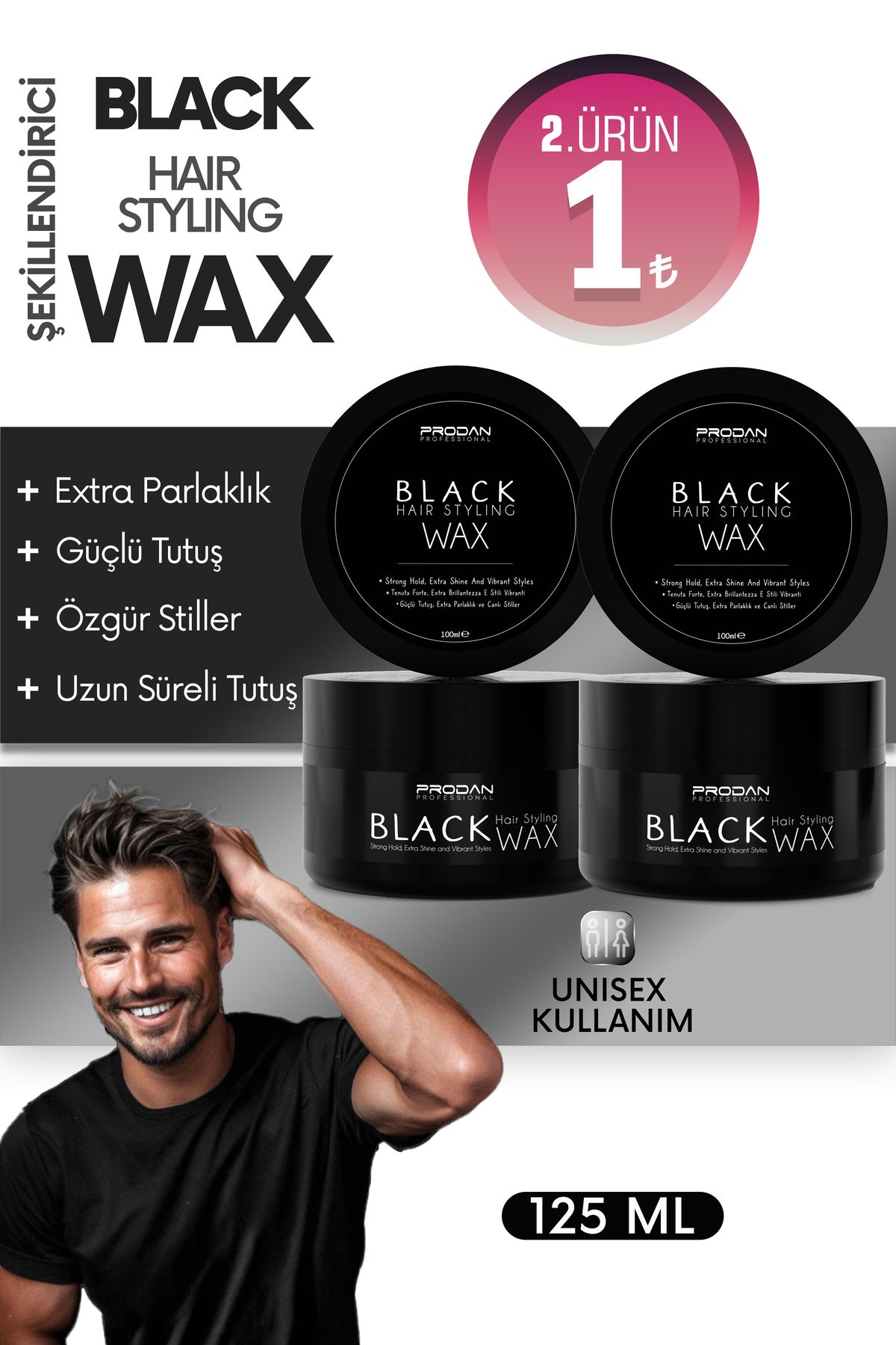 Prodan 2'li SaçŞekillendirici Black Wax | Ext...