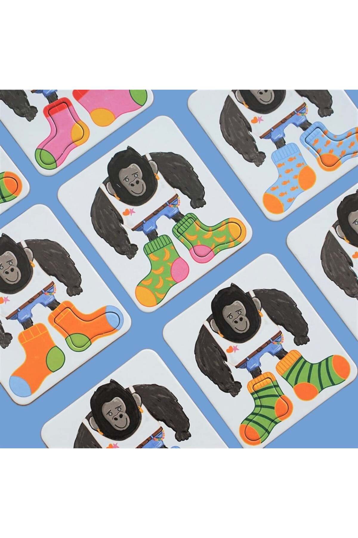 Giant Socks Gorilla 40 Kartlı Hafıza, Eşleştirme ve Puzzle Oyunu - 3 ve Yaş Üstü