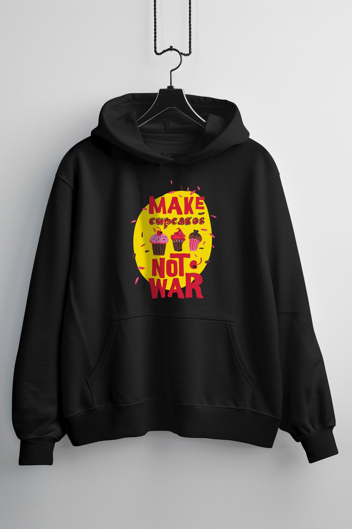 Zestia Unisex Hoodie,Cupcakes Not War Tasarım...