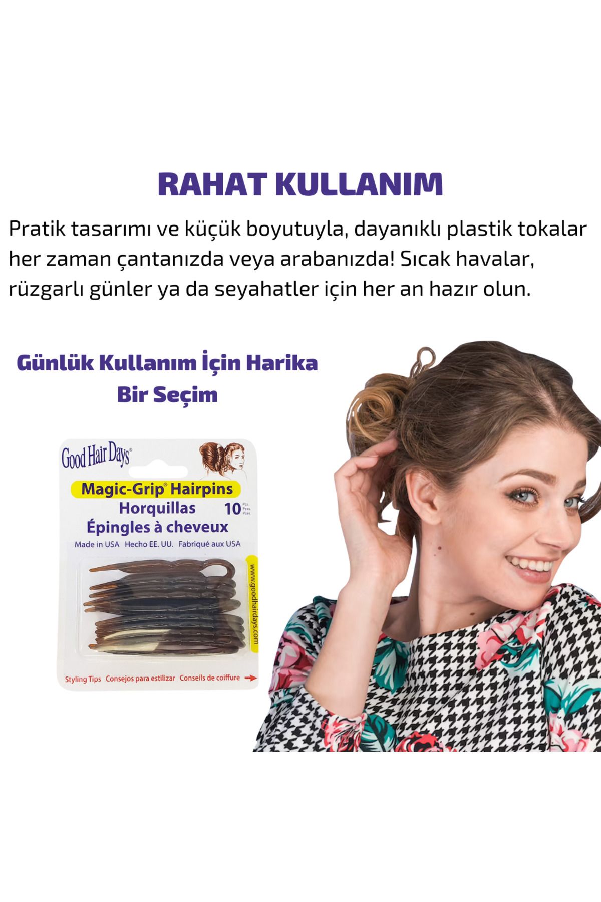 Good Hair Days Magic-grip Saç Topuz Tokası (10 ADET) - Kahverengi