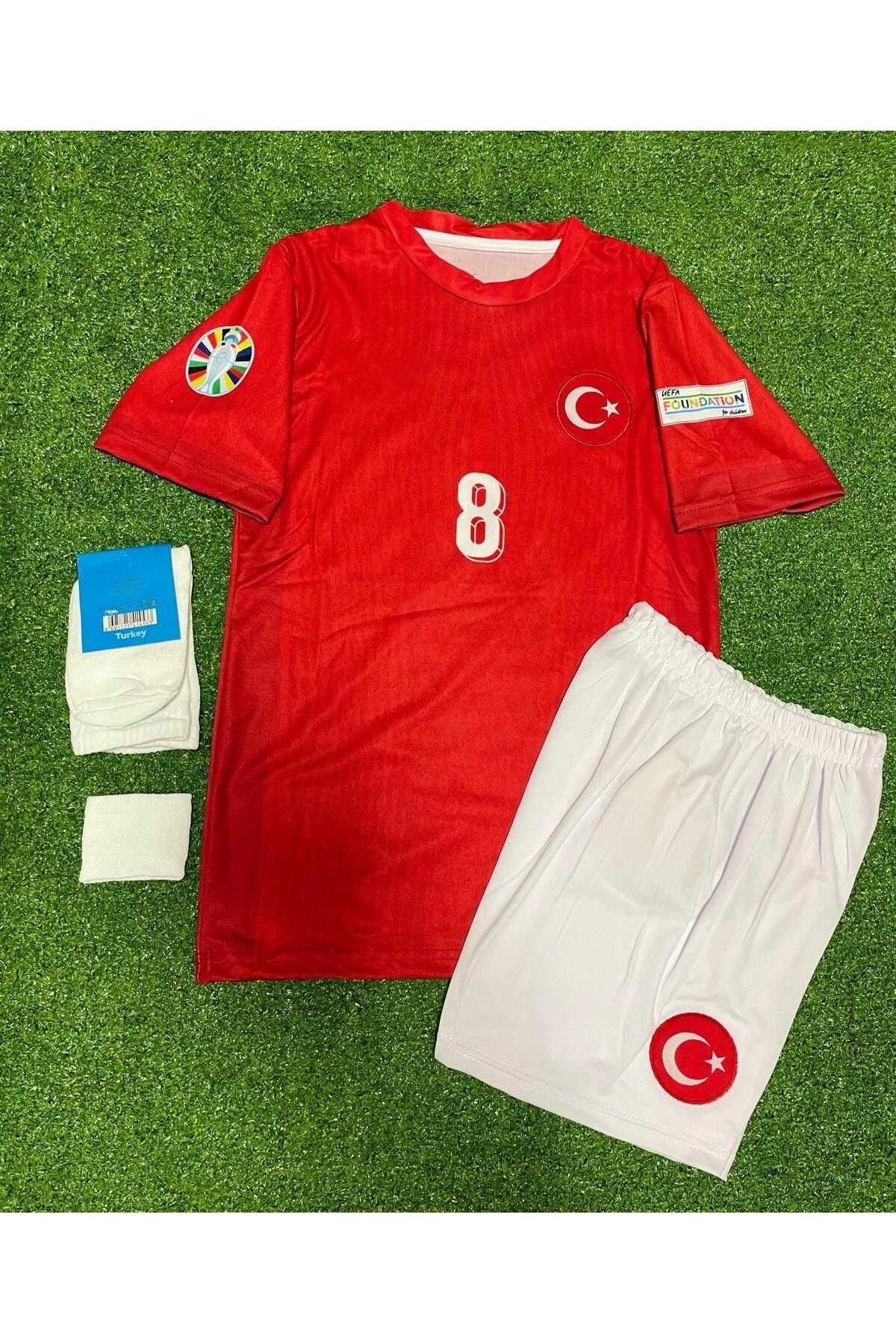 Türkiye Euro 2024 A.r.d.a-g.ü.l.e.r 8 Numara Çocuk Forması 4'lü Set (KIRMIZI)