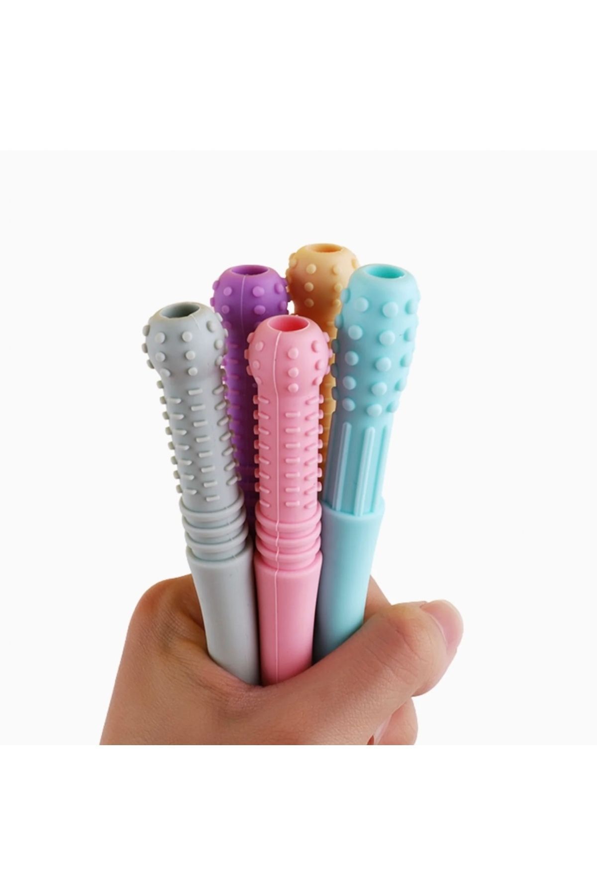 4'lü Set GRİ Duyusal Diş Kaşıyıcı-Oral Motor Terapi-Oral Keşif-Dişlik-Çiğneme/Beslenme Tüpü