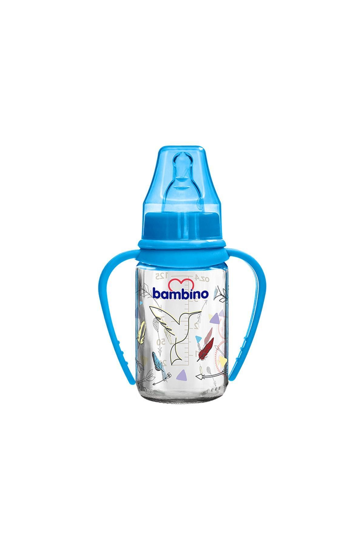 Bambino Cam Kulplu Biberon125 ml - Mavi Kuş