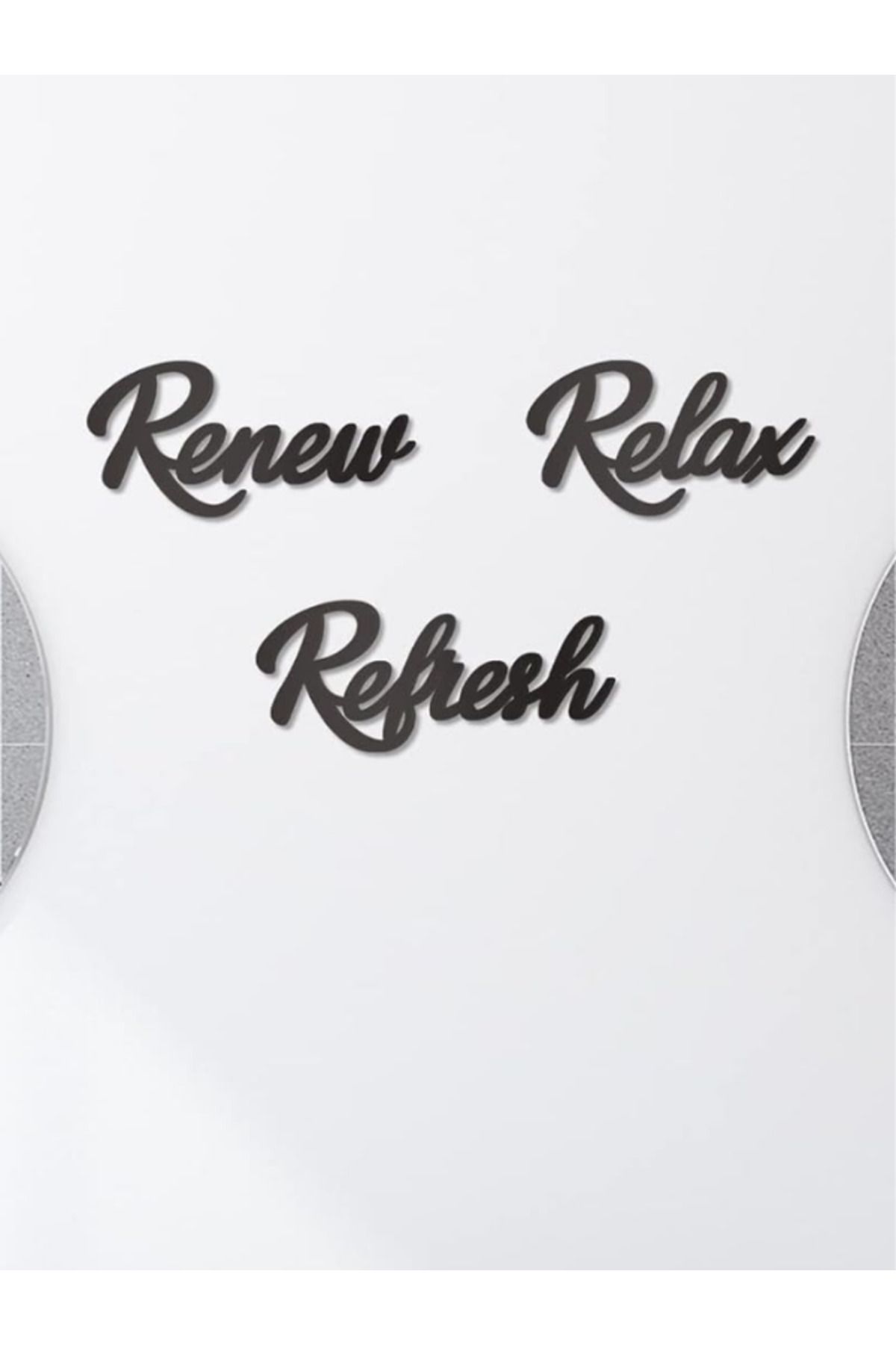 Relax Renew Refresh - 3 Parça Siyah Dekoratif Duvar Yazısı | Modern Meditasyon ve Motivasyon Tablosu