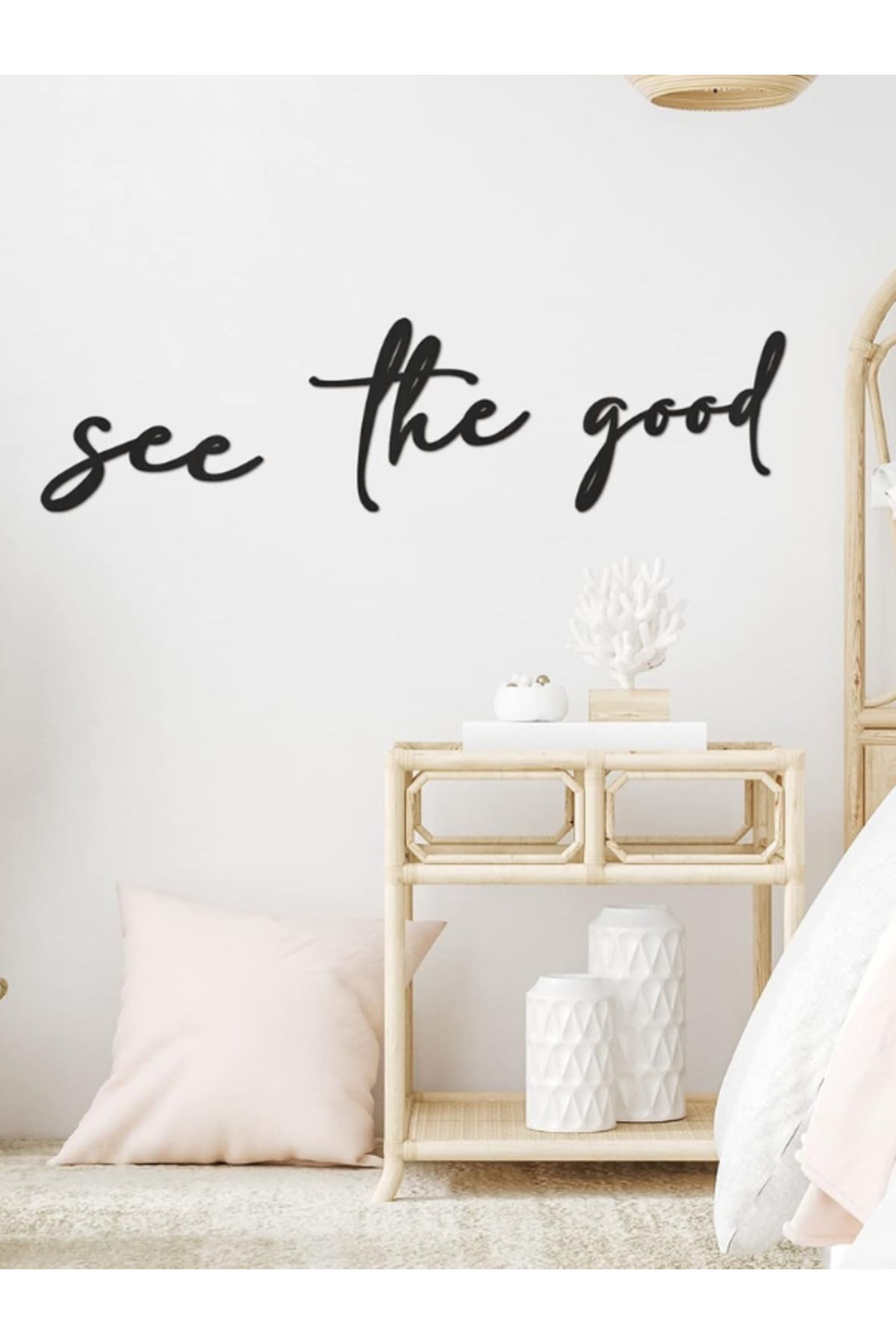 See The Good - 3 Parça Siyah Dekoratif Duvar Yazısı | Modern ve Motive Edici Duvar Tablosu