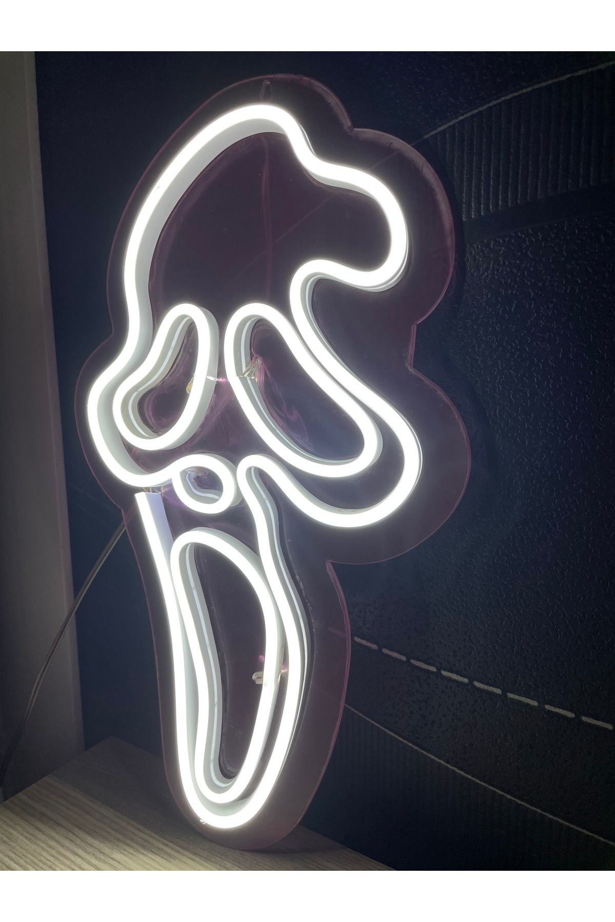 Neon Led Duvar Dekoratif Aydınlatma -korku, Maske, Çığlık, 17x23cm-