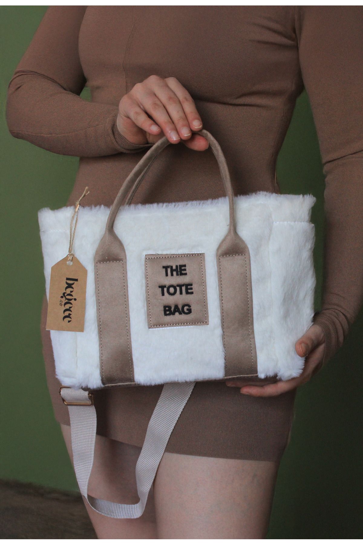 Begece The Tote Bag PeluşKrem Çanta