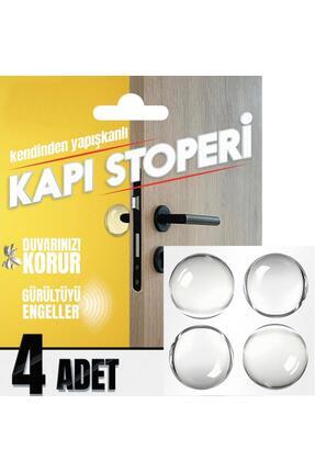 Yapışkanlı Kapı Stoperi Kapı Kolu Çarpma Engelleyici Şeffaf 4Adet Image 0