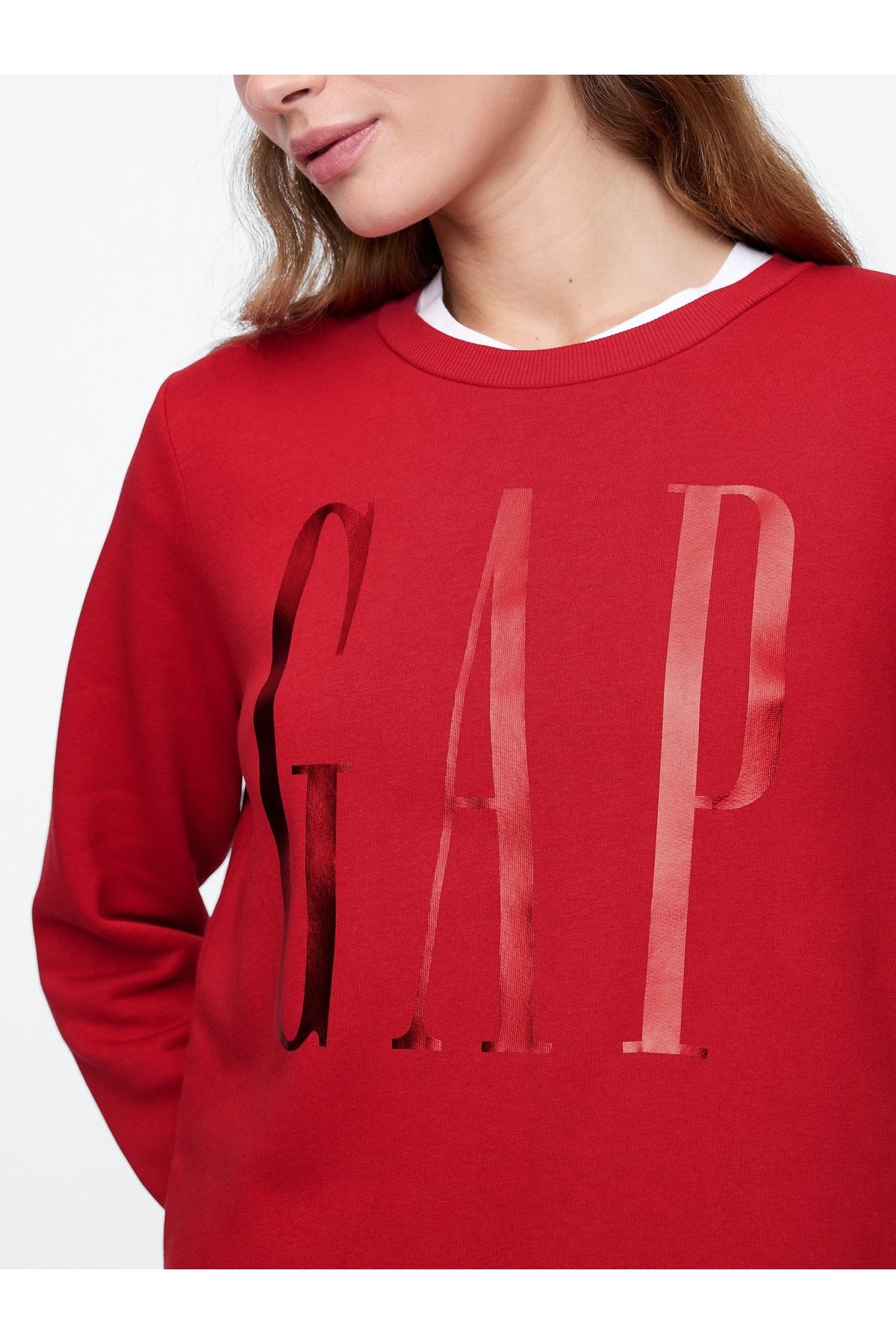 Kadın Kırmızı Gap Logo Relaxed Fleece Sweatshirt