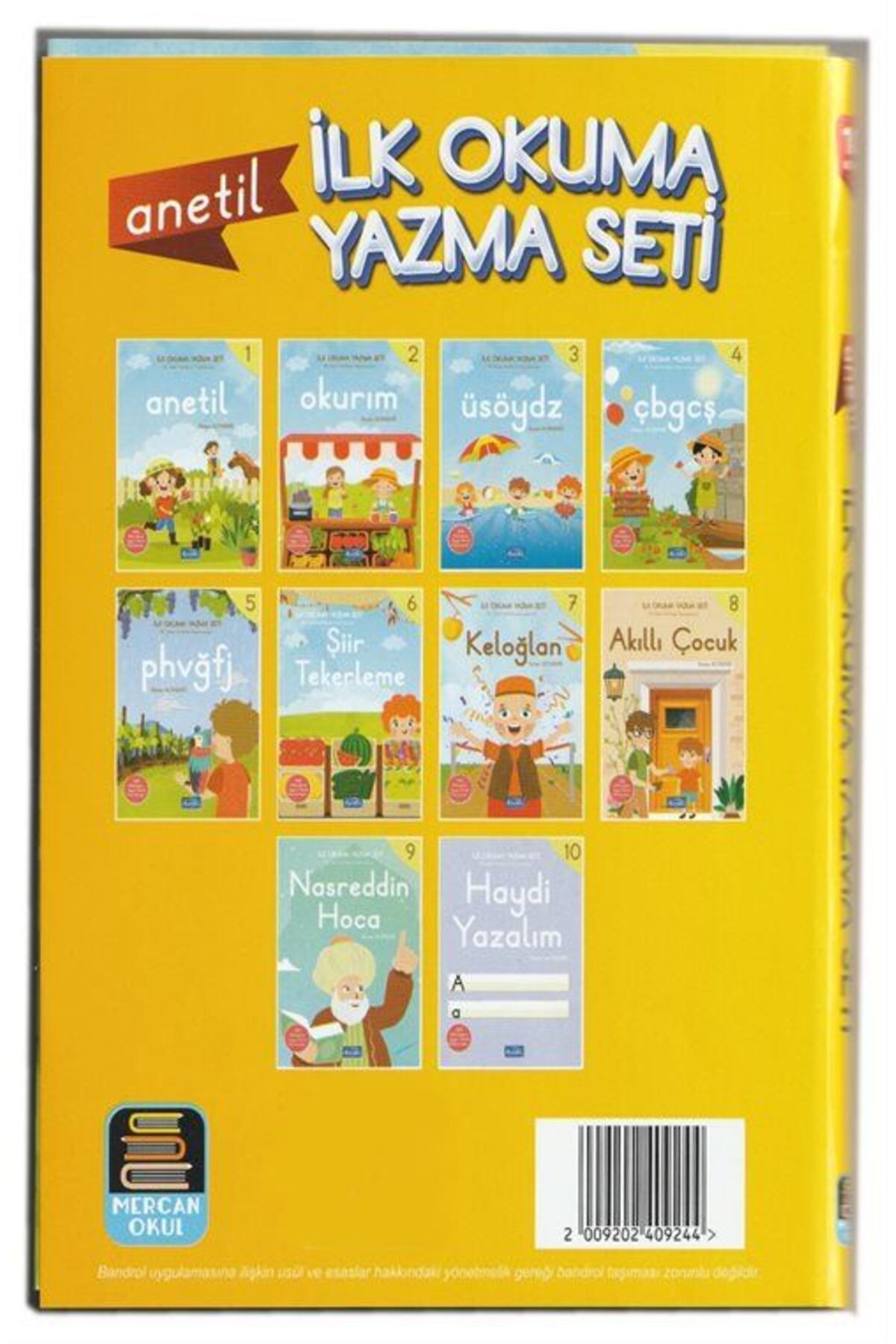 1.Sınıf Anetil İlk Okuma Yazma Seti (10 Kitap)Renkli Resimli Dik Temel Harlerle Hazırlanmıştır & ...