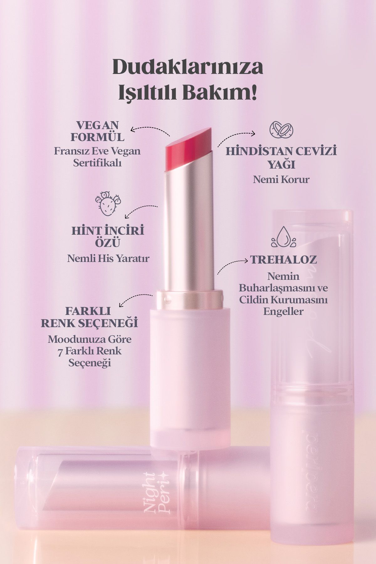 Yoğun Nemlendirme Sunan Vegan Dudak Balmı PERIPERA Ink Mood Glowy Balm (9 Pinkmmelier) (Night Peri)