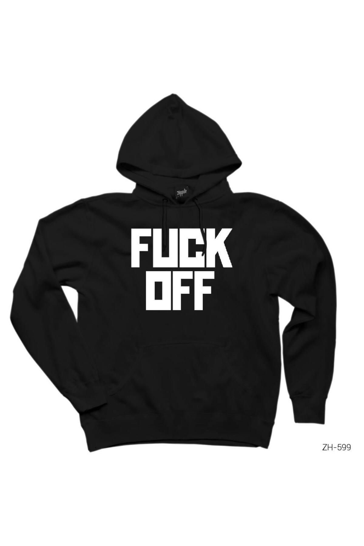 CrowsGate Fuck Off SiyahKapşonlu Sweatshirt H...