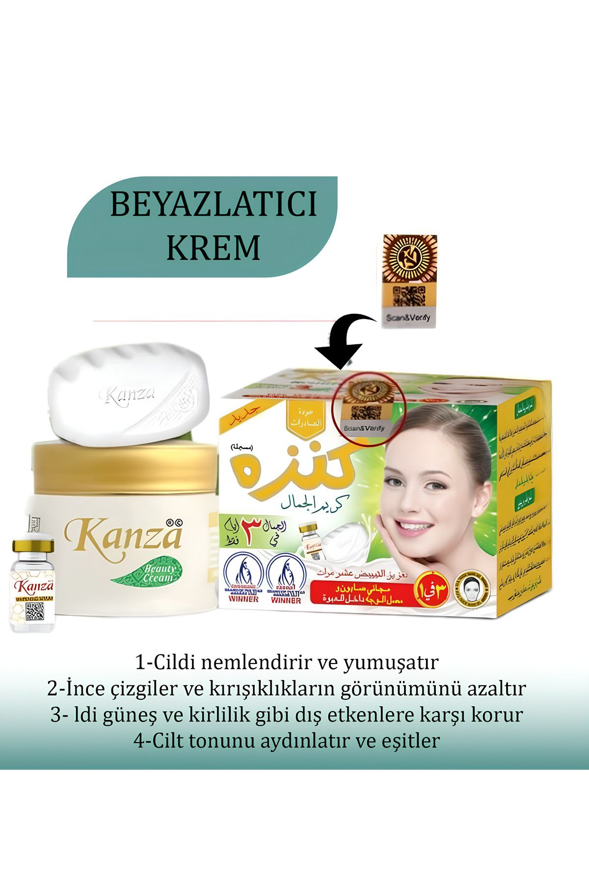 Kanza Beyazlatıcı Krem Seti 3'lü Set+yüz serumu