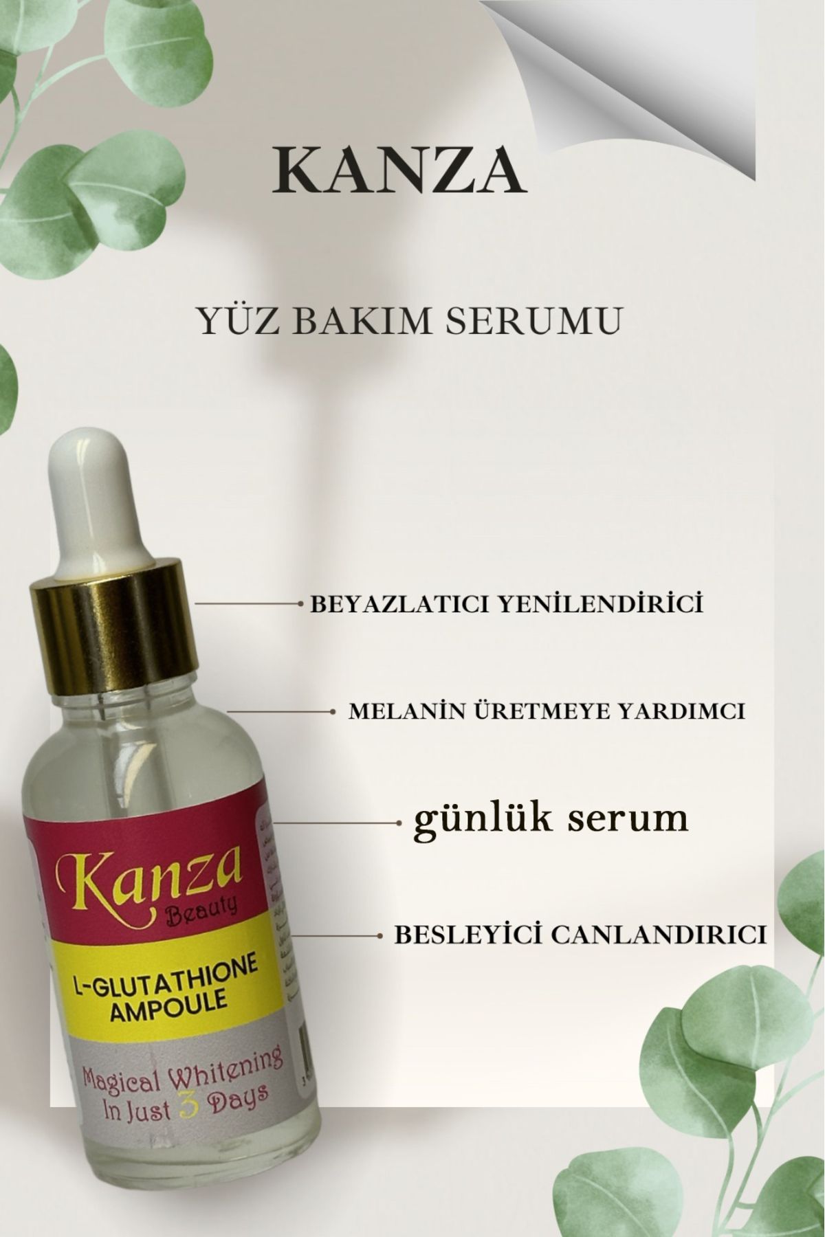 Kanza Beyazlatıcı Krem Seti 3'lü Set+yüz serumu