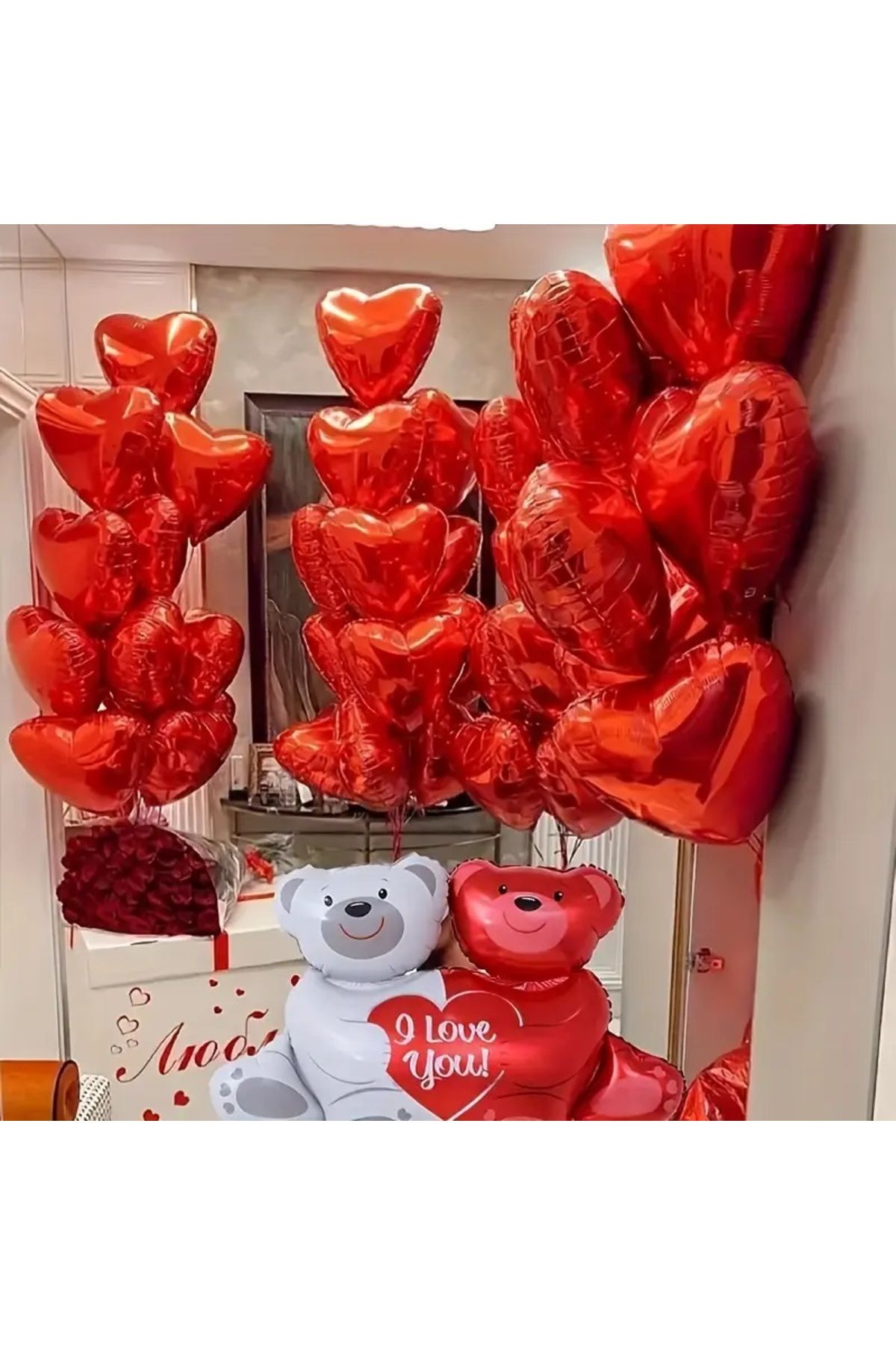 Folyo Kalpli Uçan Kalp Balon 1 Adet 45 Cm Kırmızı Romantik Evlilik Teklifi Sevgililer Günü Süsleme