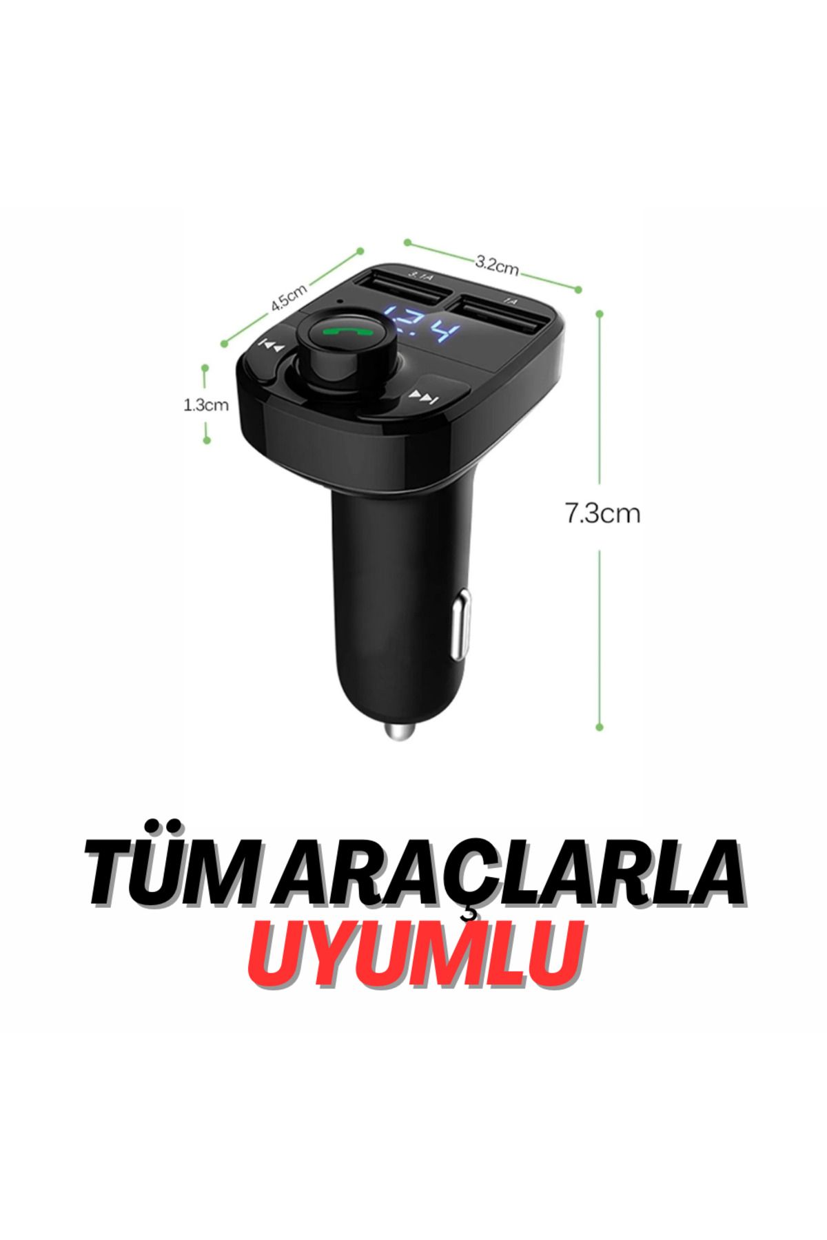 20w Araç Bluetooth Fm Transmitter Cihazı Araba Mp3 Çalar Oto Çakmaklık Şarj Aleti Müzik Kiti