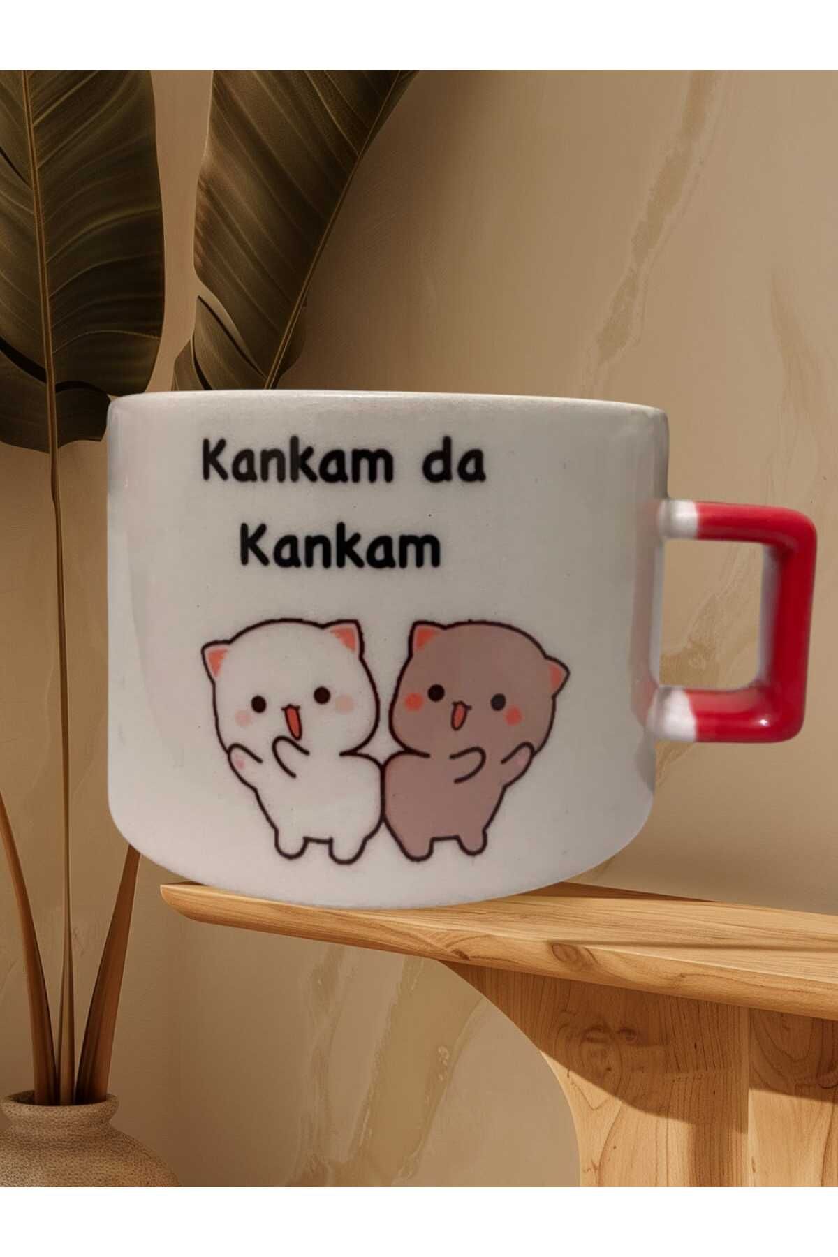 Kankamda Kankam Çift Taraf Yazılı Kupa Bardak (kırmızı latte)