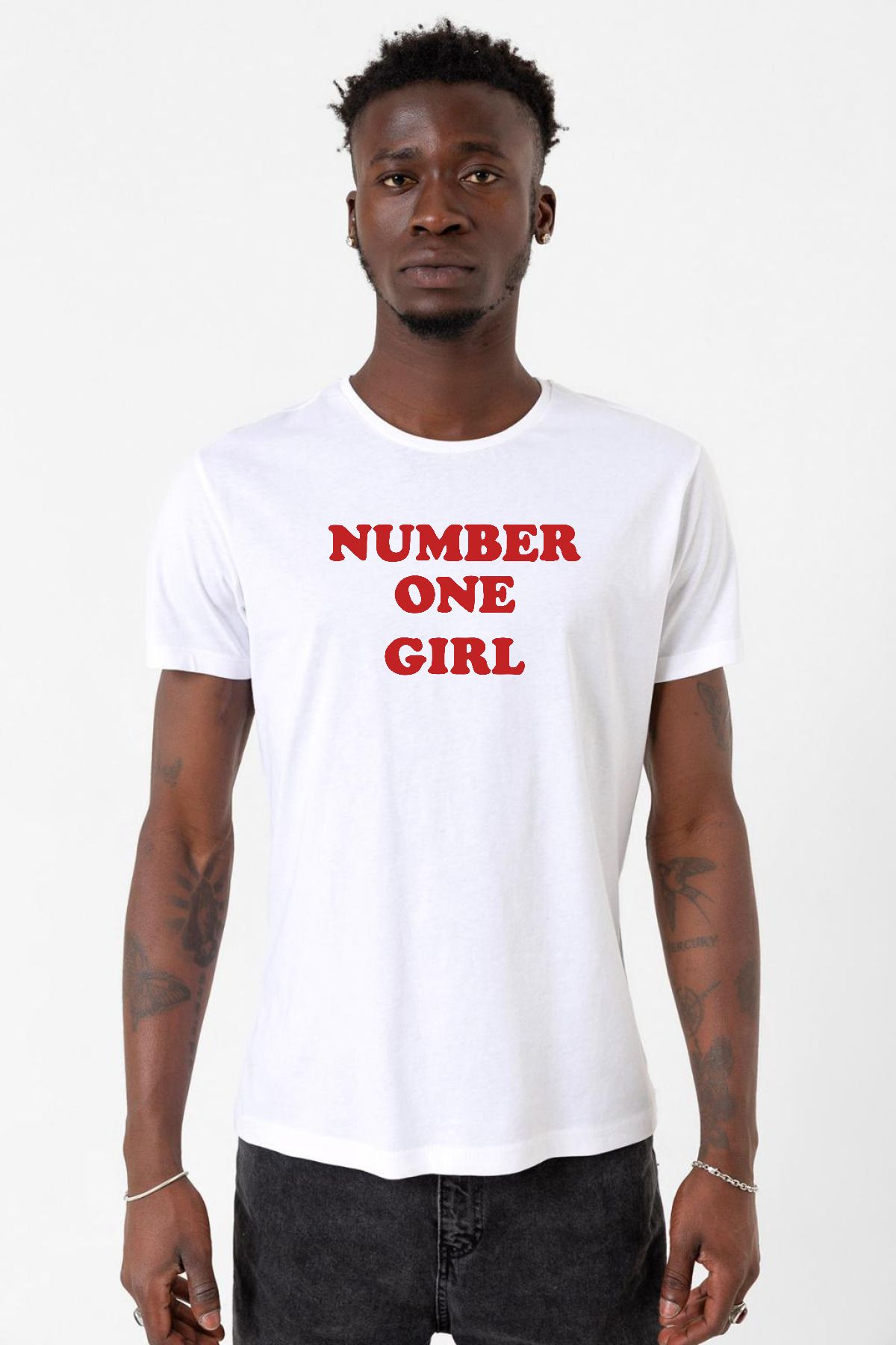 Tshirthane Rose Number OneGirl Beyaz Erkek Bi...