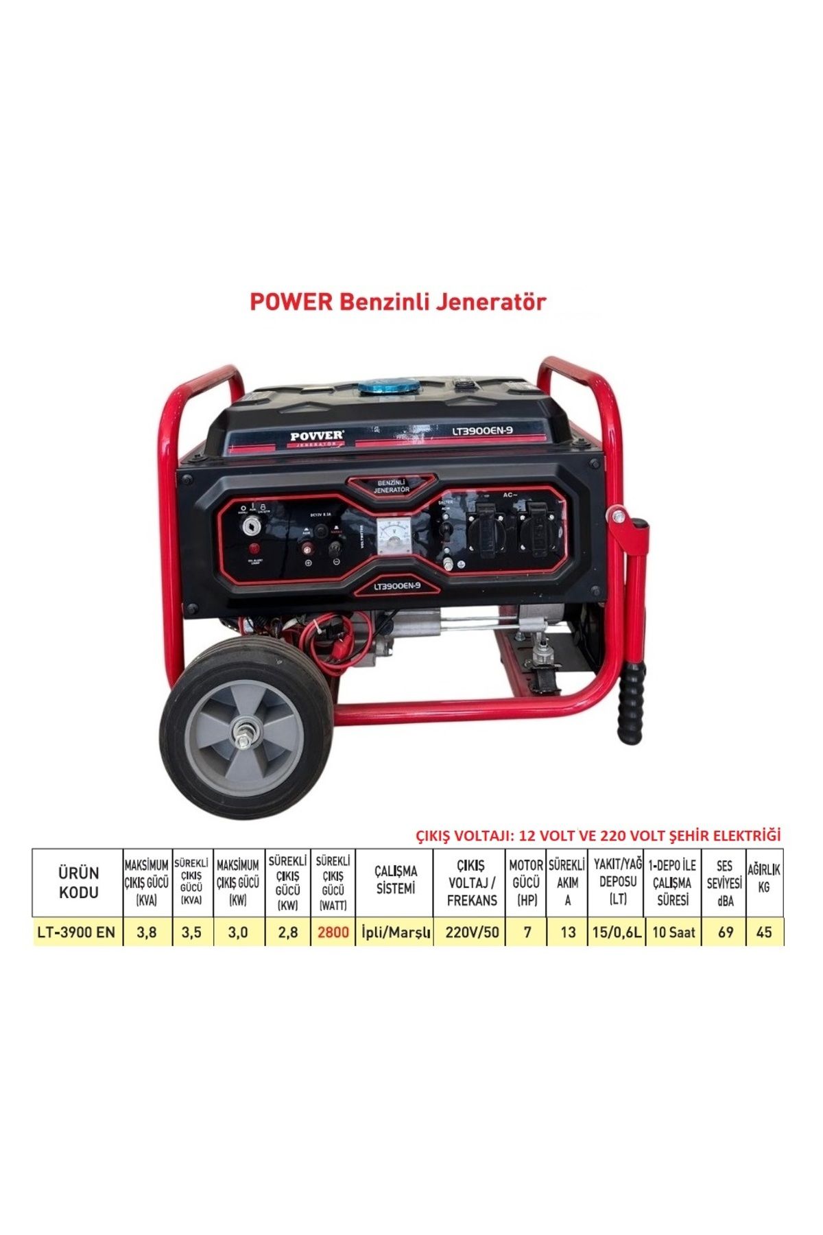 POWER Lt3900 En 3.8 KvaBenzinli Jeneratör Ipl...