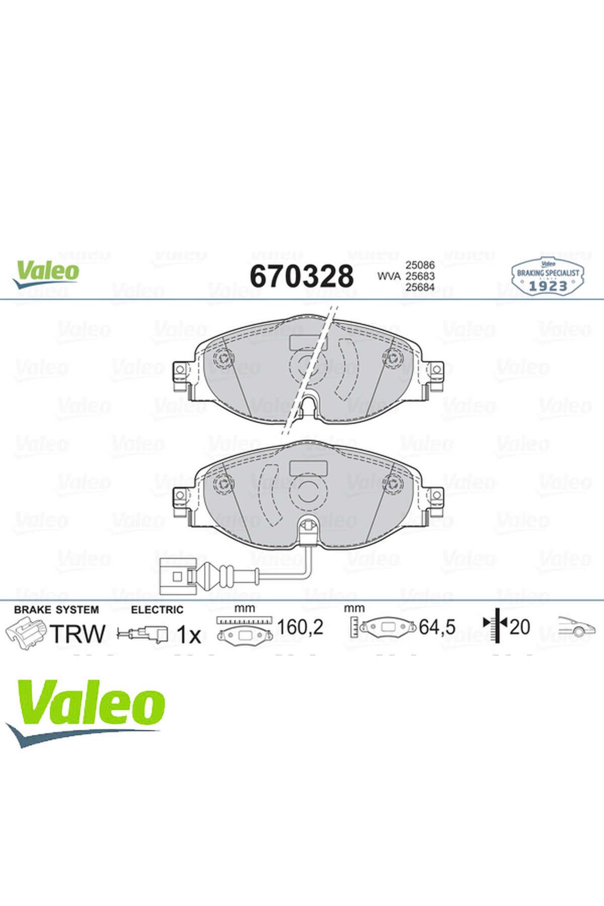 Valeo ÖN BALATAGOLF7-A3-LEON-TIGUAN-PASSAT-OC...