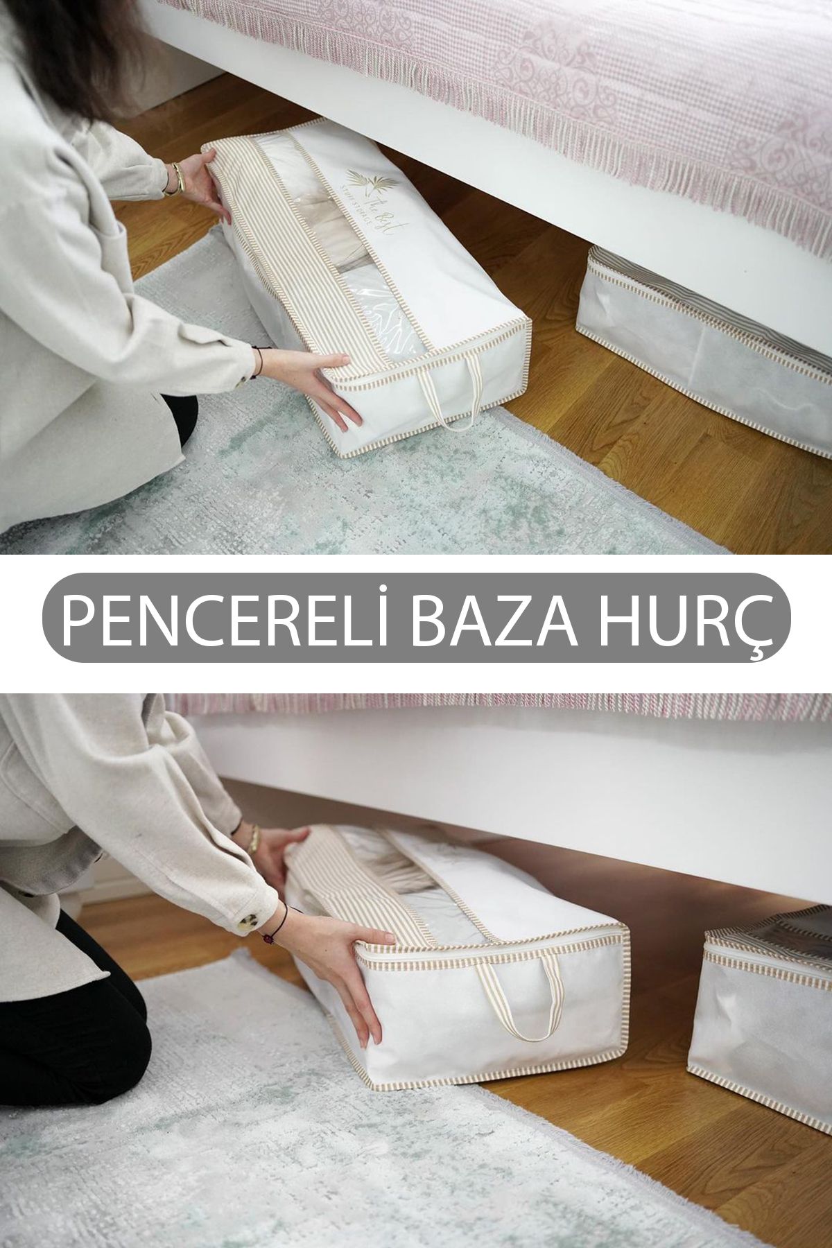 (5 ADET) Üstten Pencereli Baza Altı Hurç (70 x 32 x 20 cm) Yastık Yorgan Kıyafet Kazak Hurcu