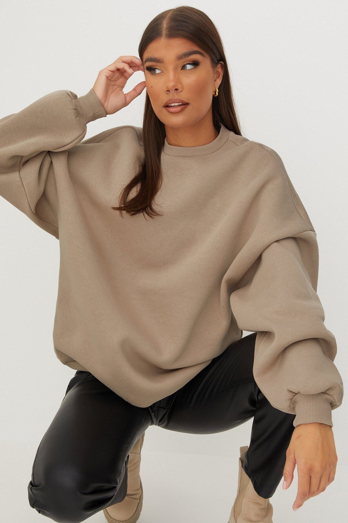 Bisiklet Yaka Basic Sweatshirt