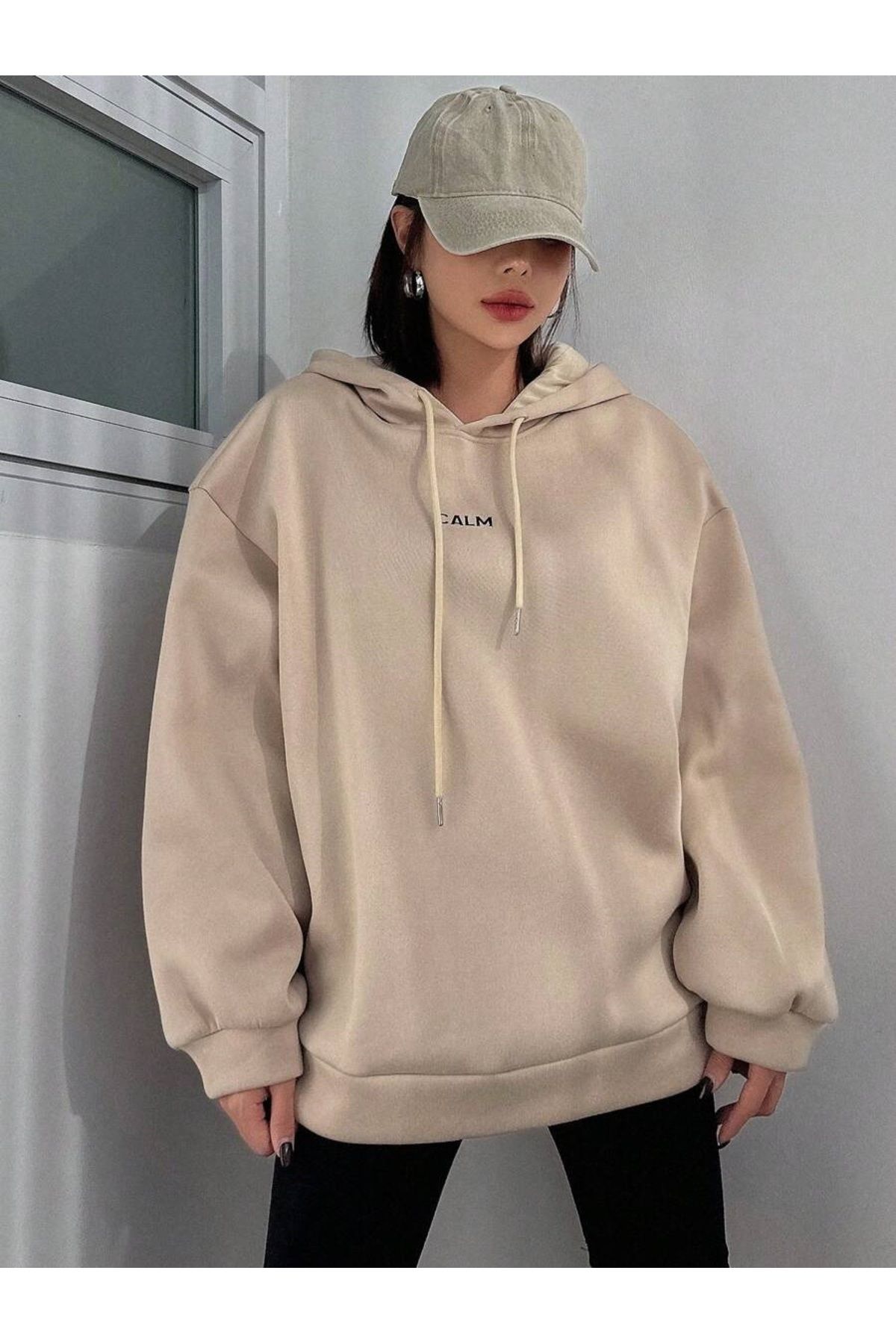 Unisex Growth Sırt Baskılı Oversize Kapüşonlu Sweatshirt