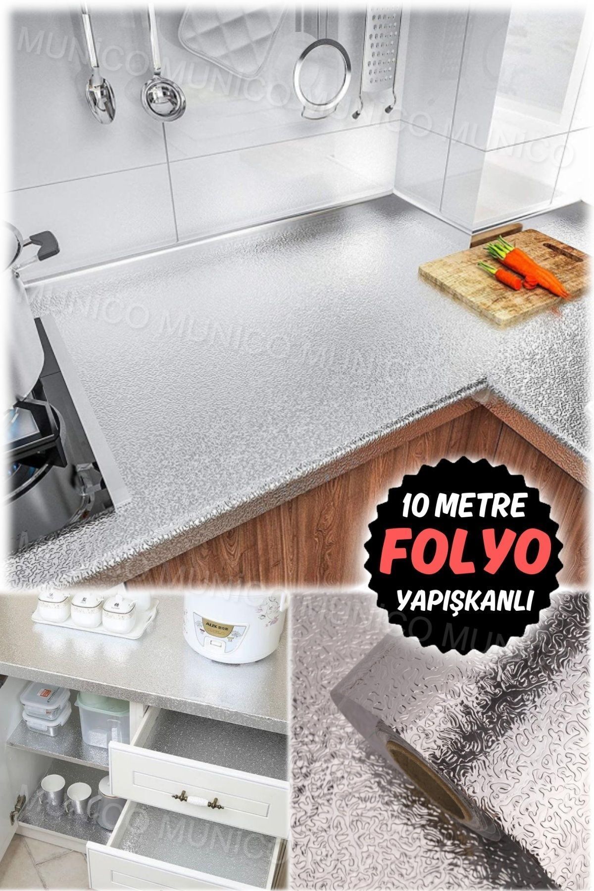 Alüminyum Folyo Sticker Şık Kolay Yapışan Pratik Şık Mutfak Banyo Tezgah Dolap Duvar Kolay Kaplayıcı