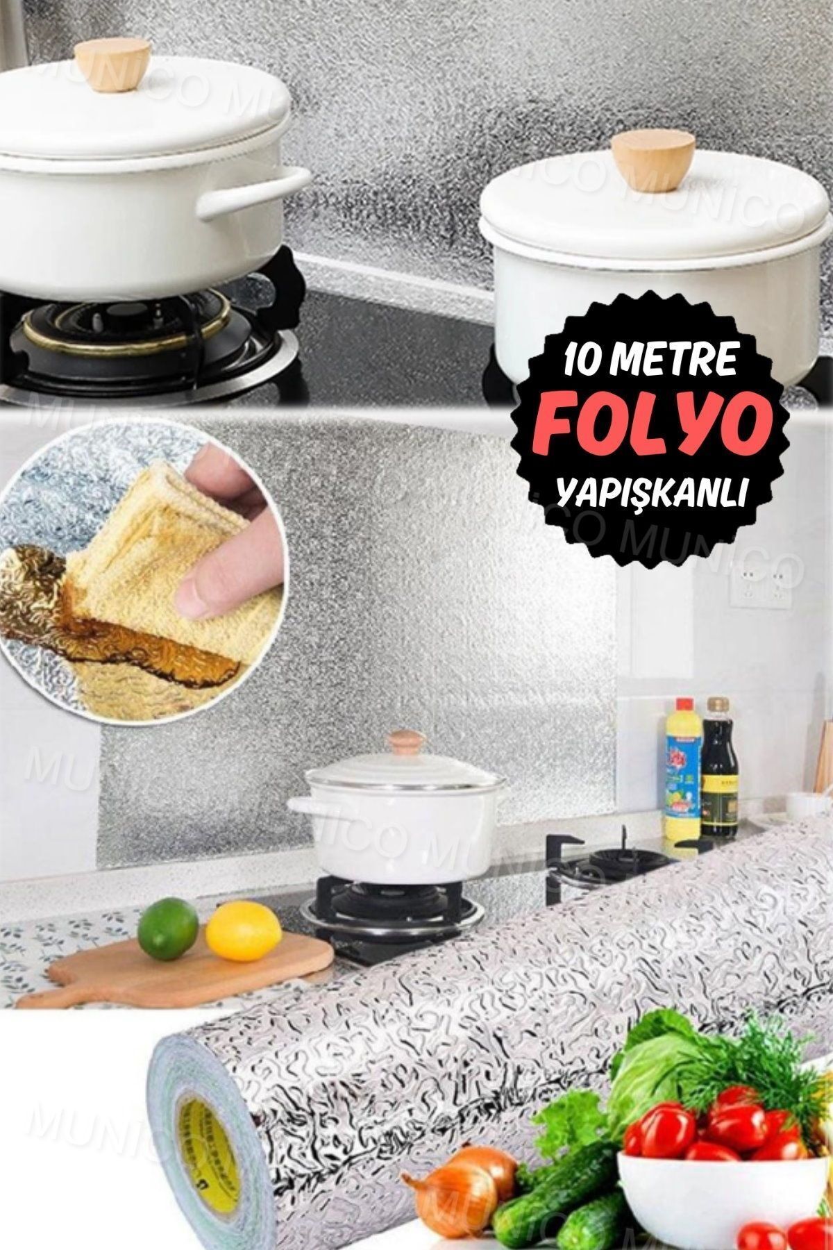 Alüminyum Folyo Sticker Şık Kolay Yapışan Pratik Şık Mutfak Banyo Tezgah Dolap Duvar Kolay Kaplayıcı