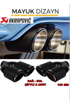 Akrapoviç Karbon Egzoz Ucu Çift Çıkış 100 Mm Arka Sağ-sol 2 Adet --mayuk Dizayn-- Image 0