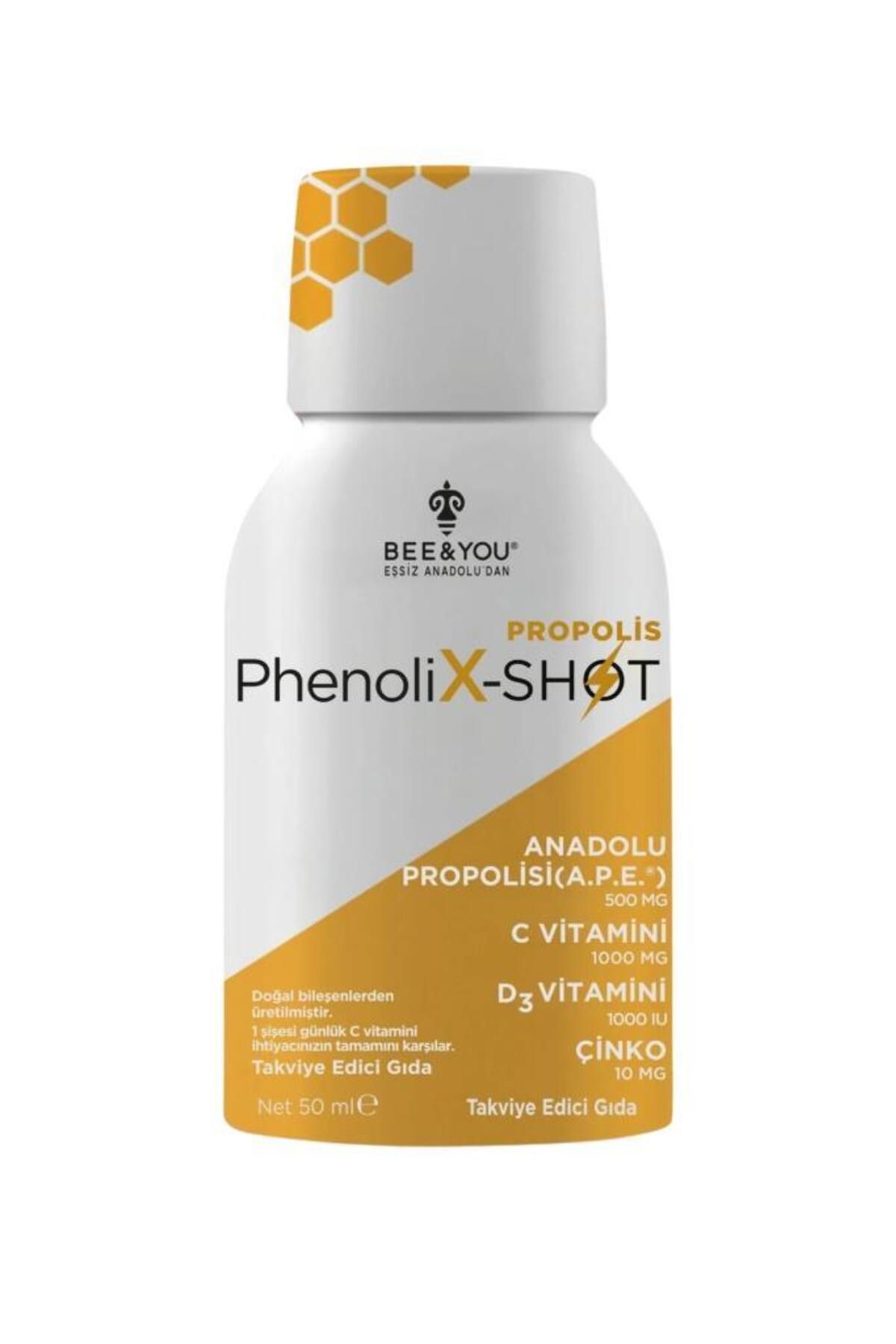 BEE & YOU PhenoliX-SHOT Propolis, D3 Vit, Çinko, C Vit. 50 ml x 12 Adet