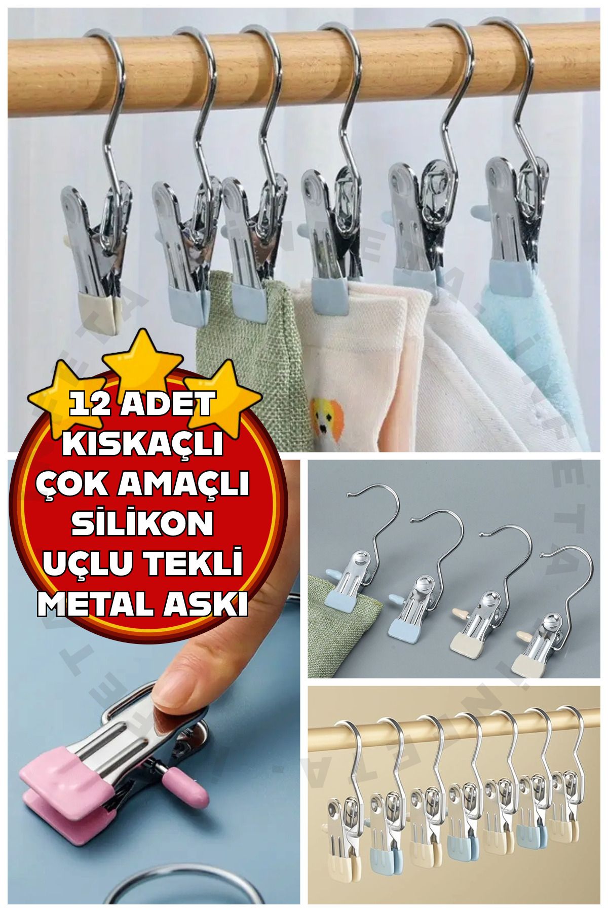 İnfeta 12 Adet Çok AmaçlıTekli ve Metal Askı...