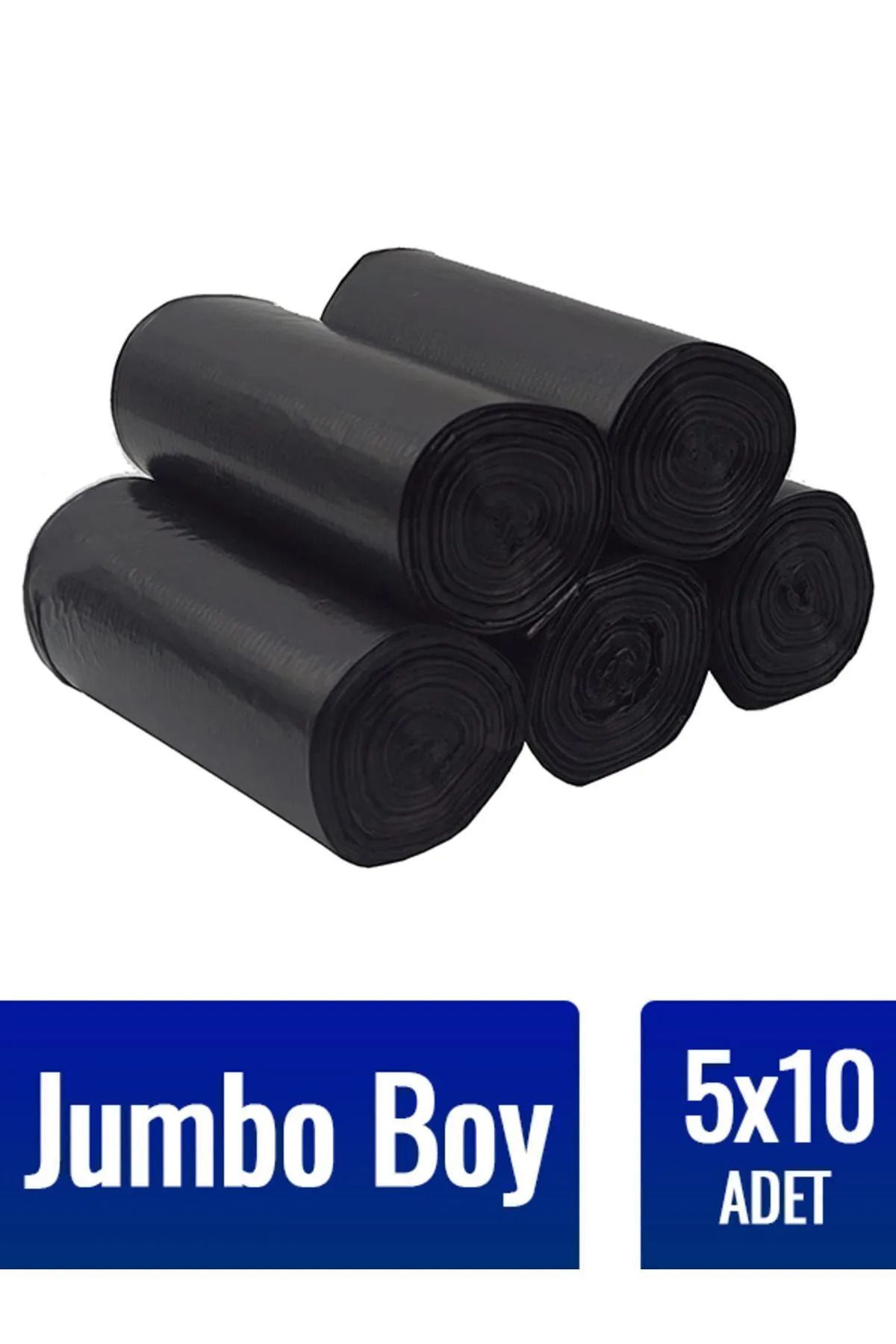 Çöp Torbası Jumbo Boy 10’lu 5 Rulo 400 gr Ultra Kalın 80x110 Çöp Poşeti