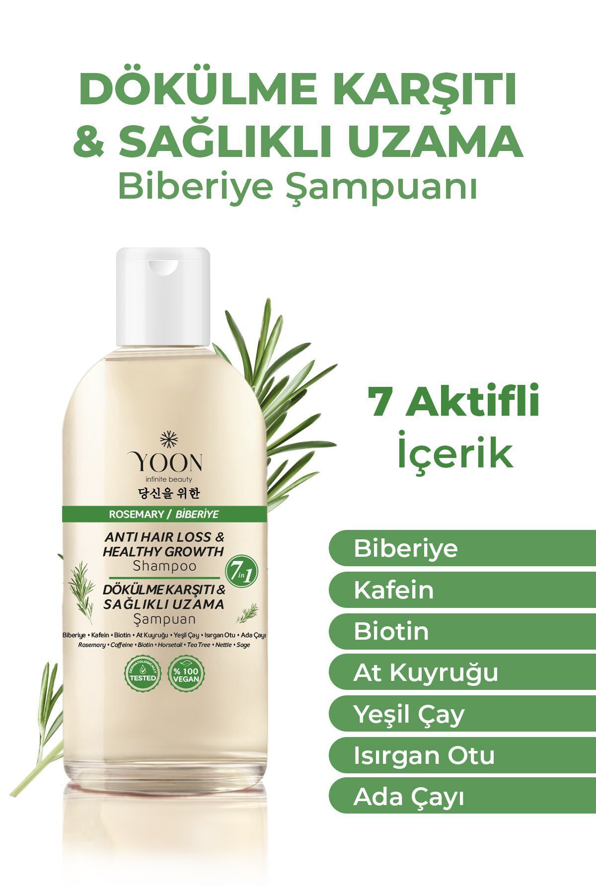 2'li Set Saç Dökülme Karşıtı, Sağlıklı Hızlı Saç Uzatma, 7 Aktifli Biberiyeli Tuzsuz Şampuan 2x400ml