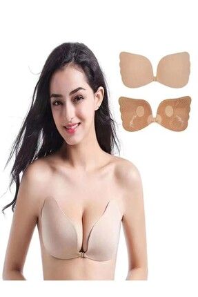 Askısız Dikişsiz Dolgun Gösteren Silikon Yapışkanlı Kelebek Sütyen Image 0