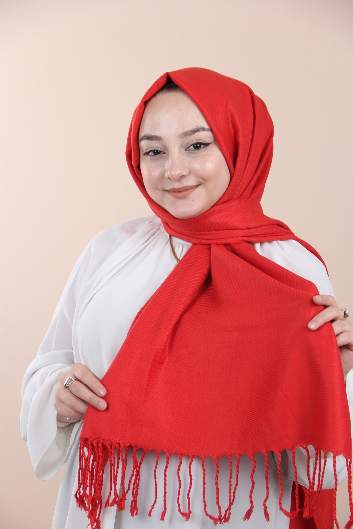 Sima Kırmızı Pashmina Şal