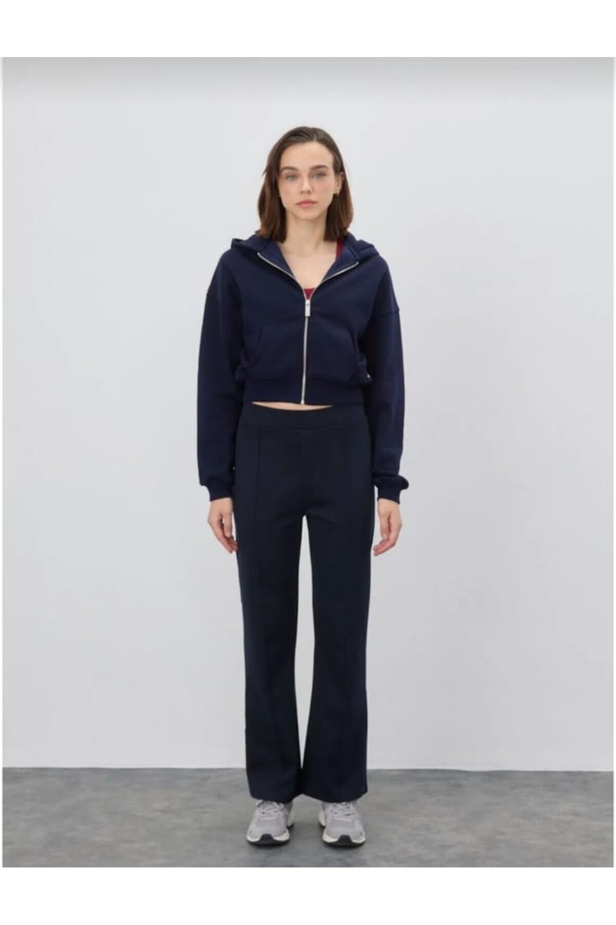 آبی نیروی دریایی ، 100 ٪ پنبه ، زیپ 3 تاپ کارد ژاکت کش دار