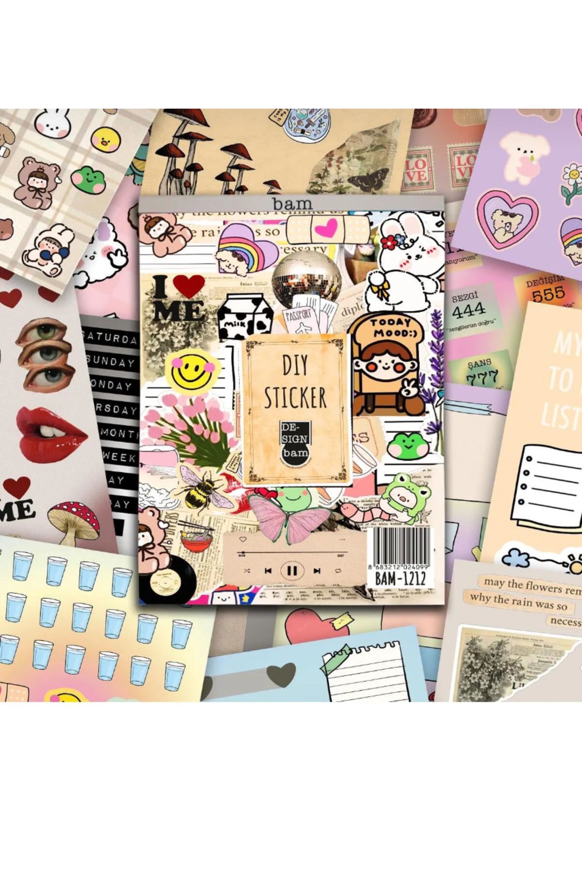 Bonito Gift Renkli StickerDefter (Vintage)