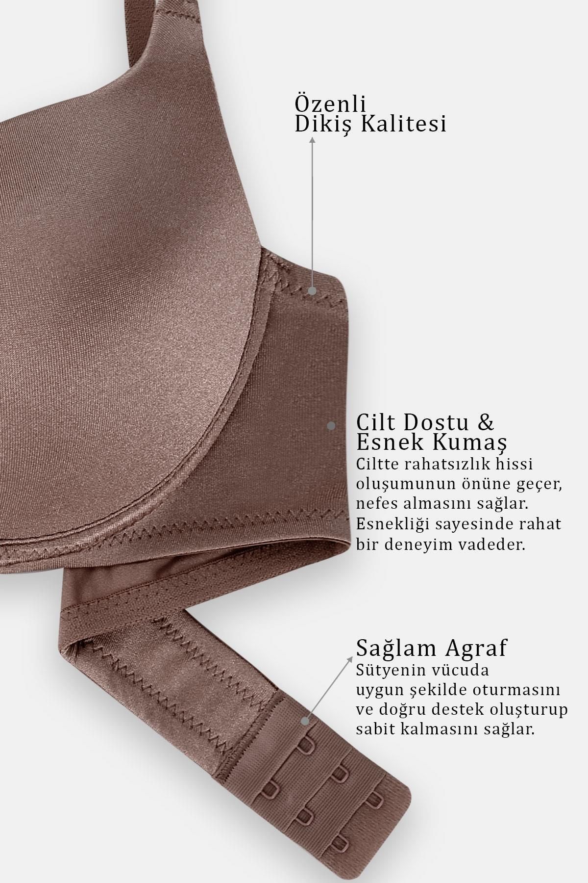 Mia Mikro Sütyen - Push Up, Dolgulu - Basic - 2529 - Bronz Kahve